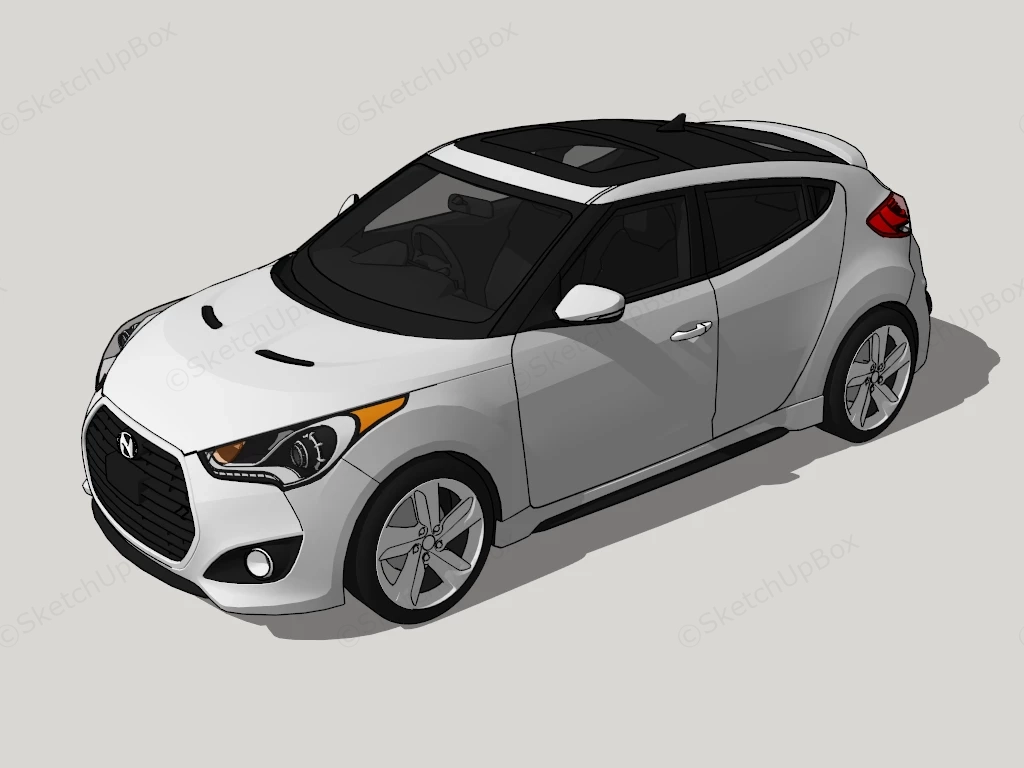 Hyundai Veloster Turbo sketchup model preview - SketchupBox