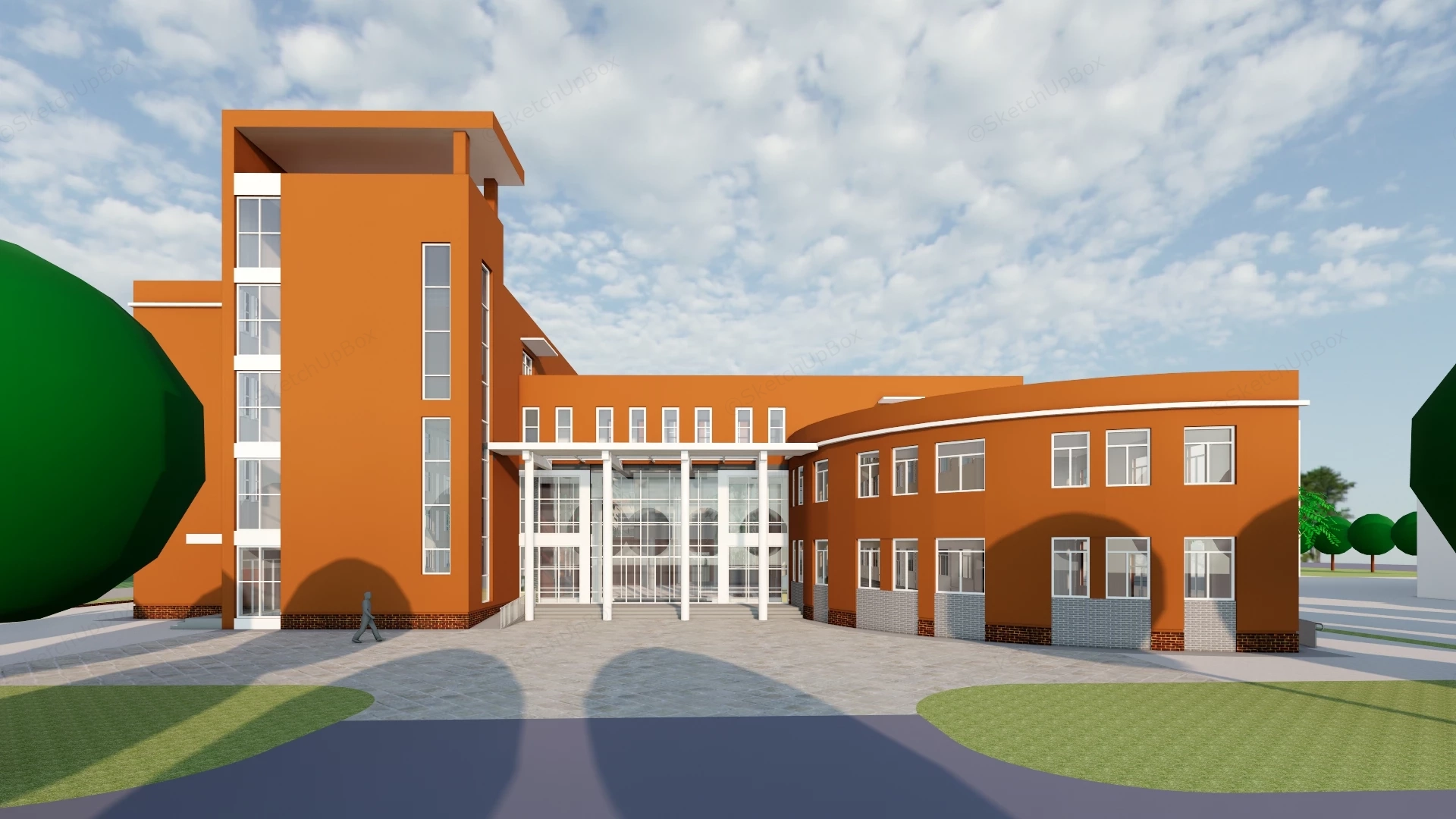 Elementary School Building sketchup model preview - SketchupBox