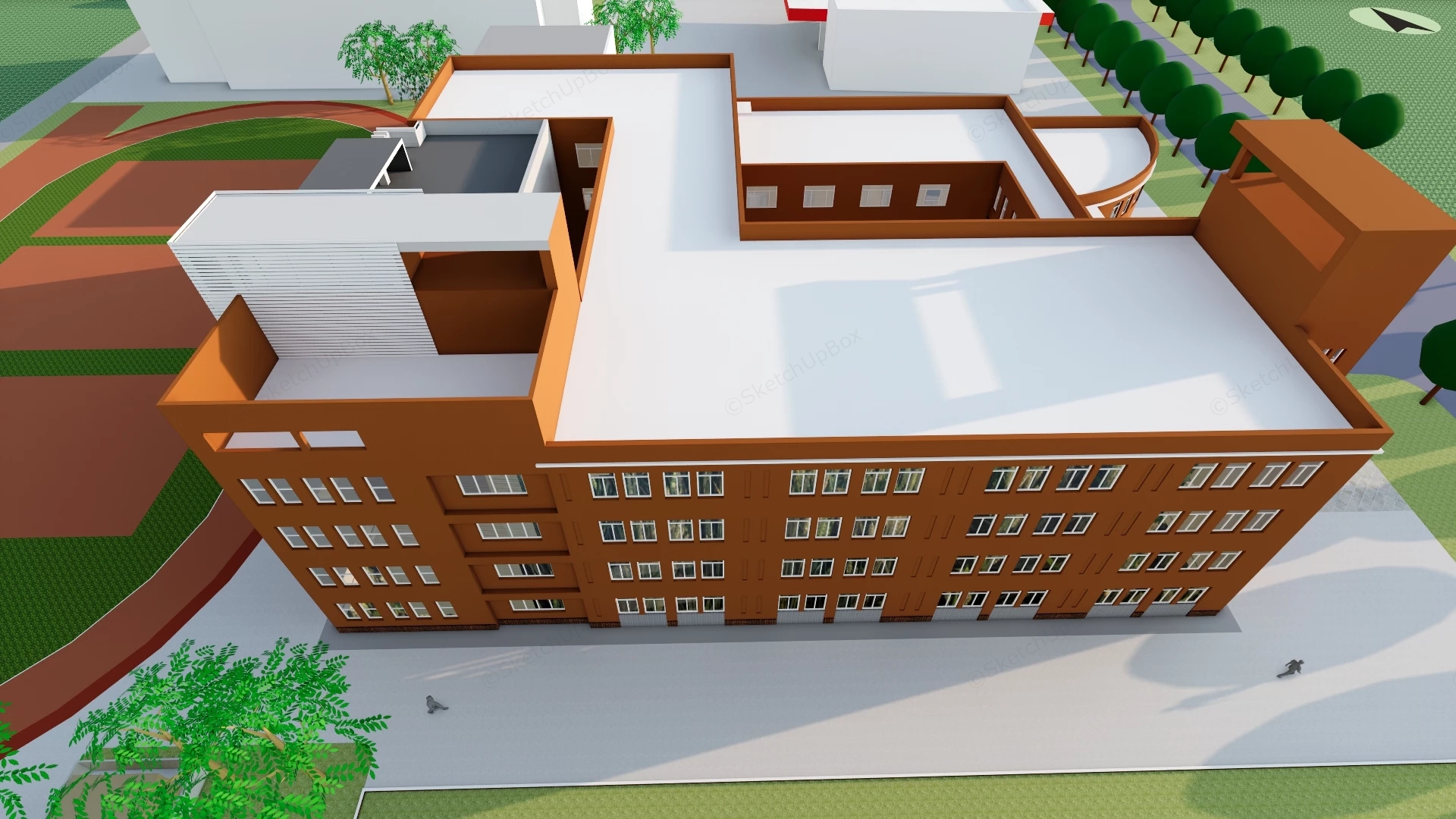 Elementary School Building sketchup model preview - SketchupBox