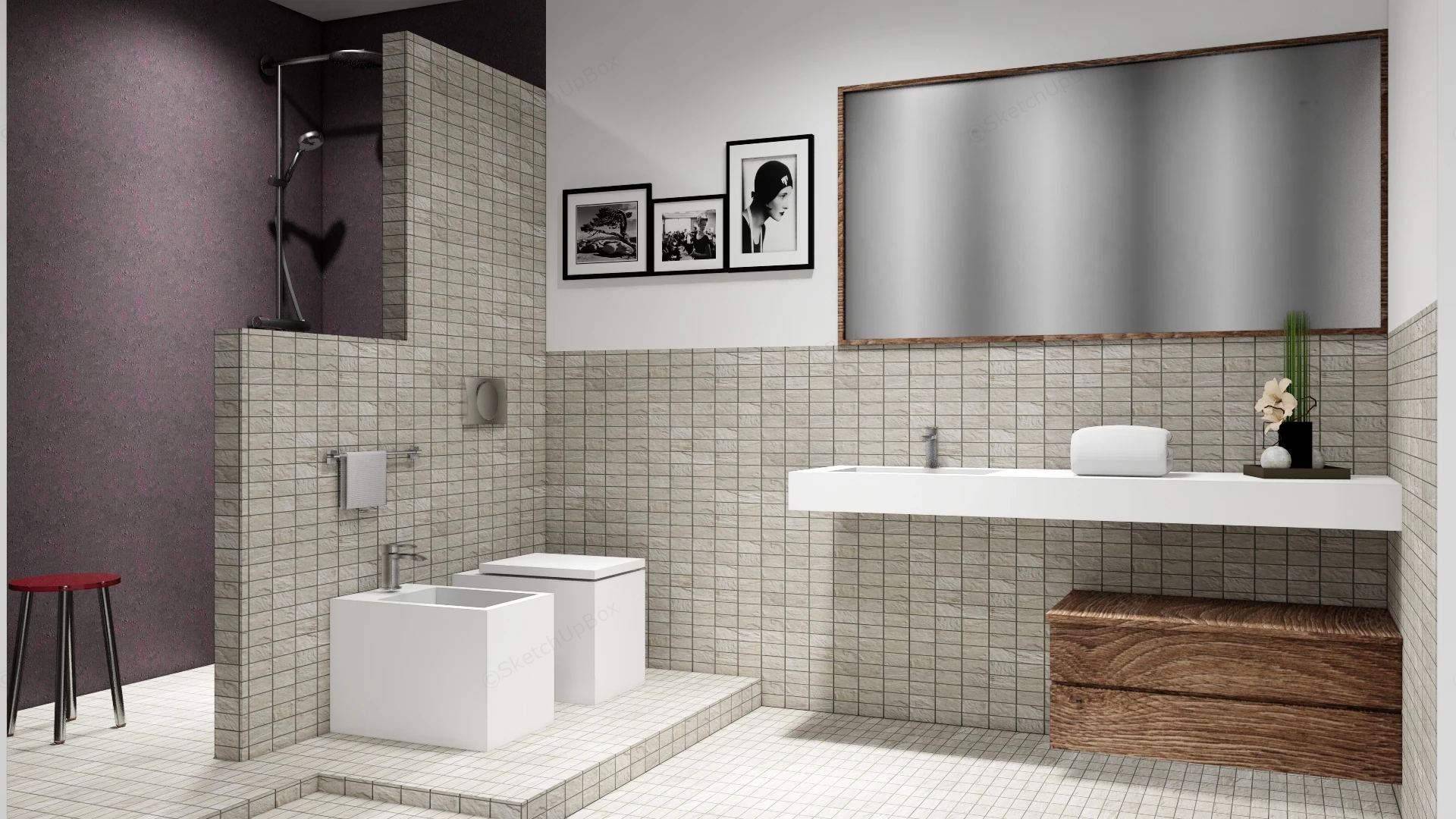 Old Fashioned Small Bathroom sketchup model preview - SketchupBox