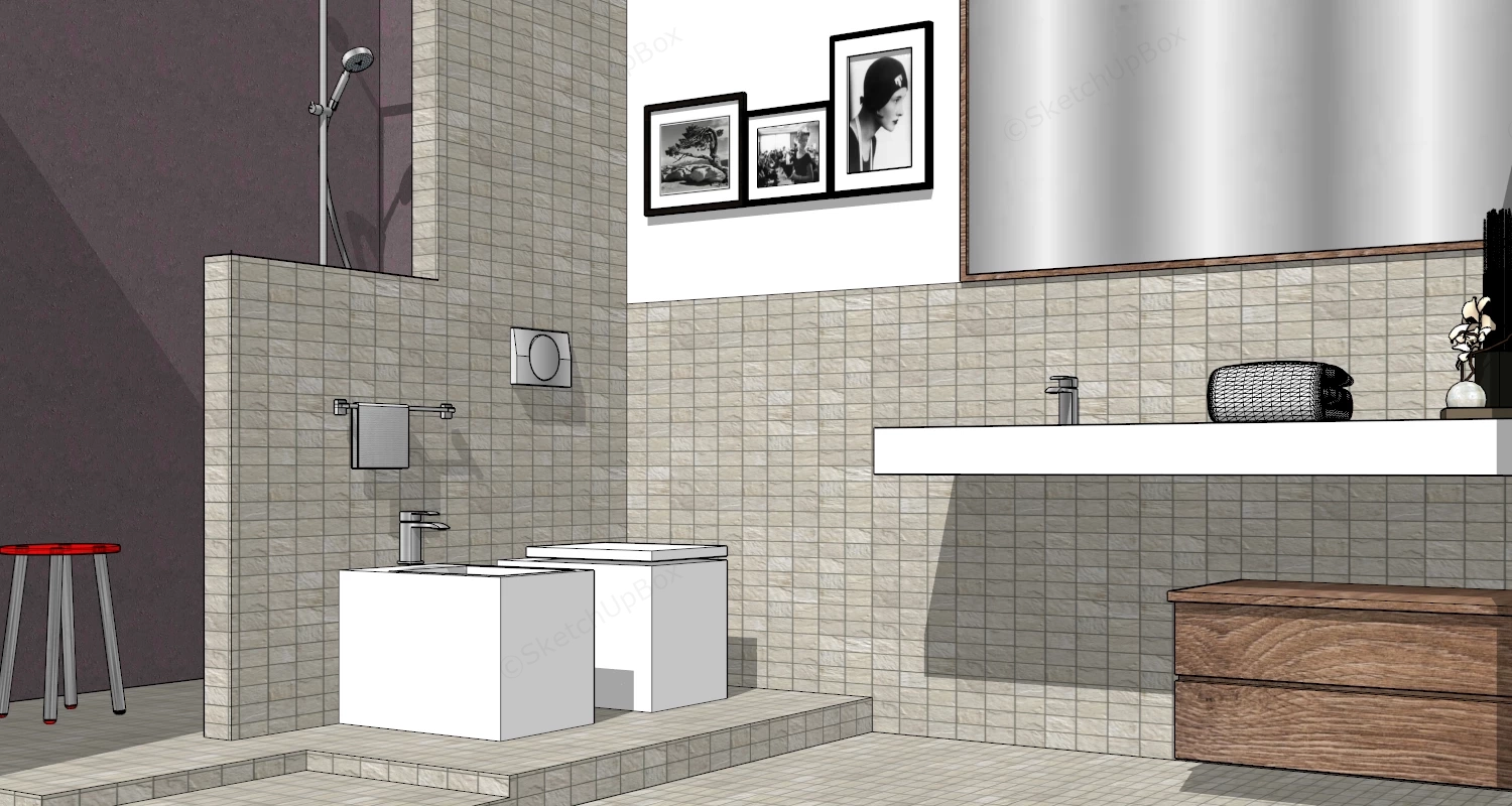 Old Fashioned Small Bathroom sketchup model preview - SketchupBox