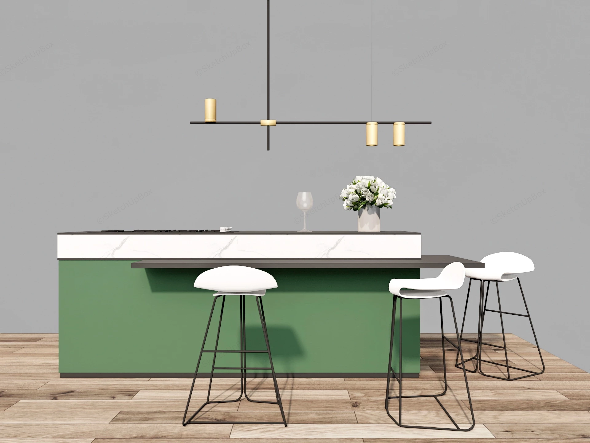 Kitchen Island And Light sketchup model preview - SketchupBox