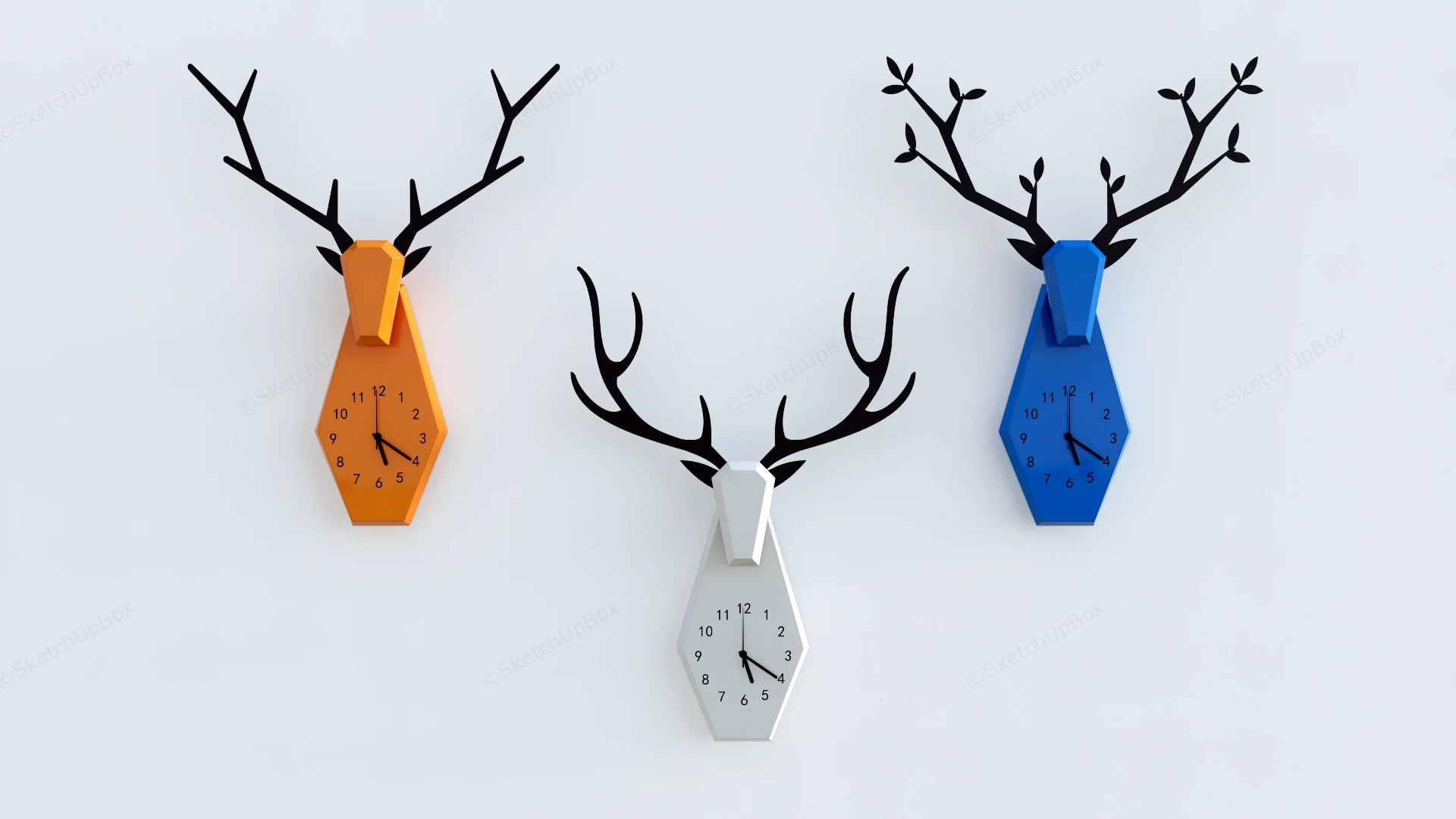 Deer Head Wall Clocks sketchup model preview - SketchupBox