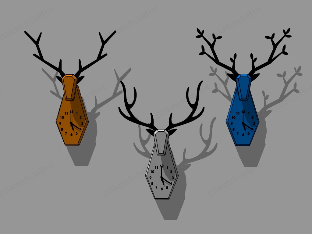 Deer Head Wall Clocks sketchup model preview - SketchupBox