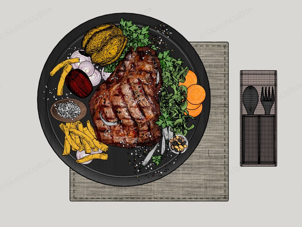 Steak Dinner sketchup model preview - SketchupBox