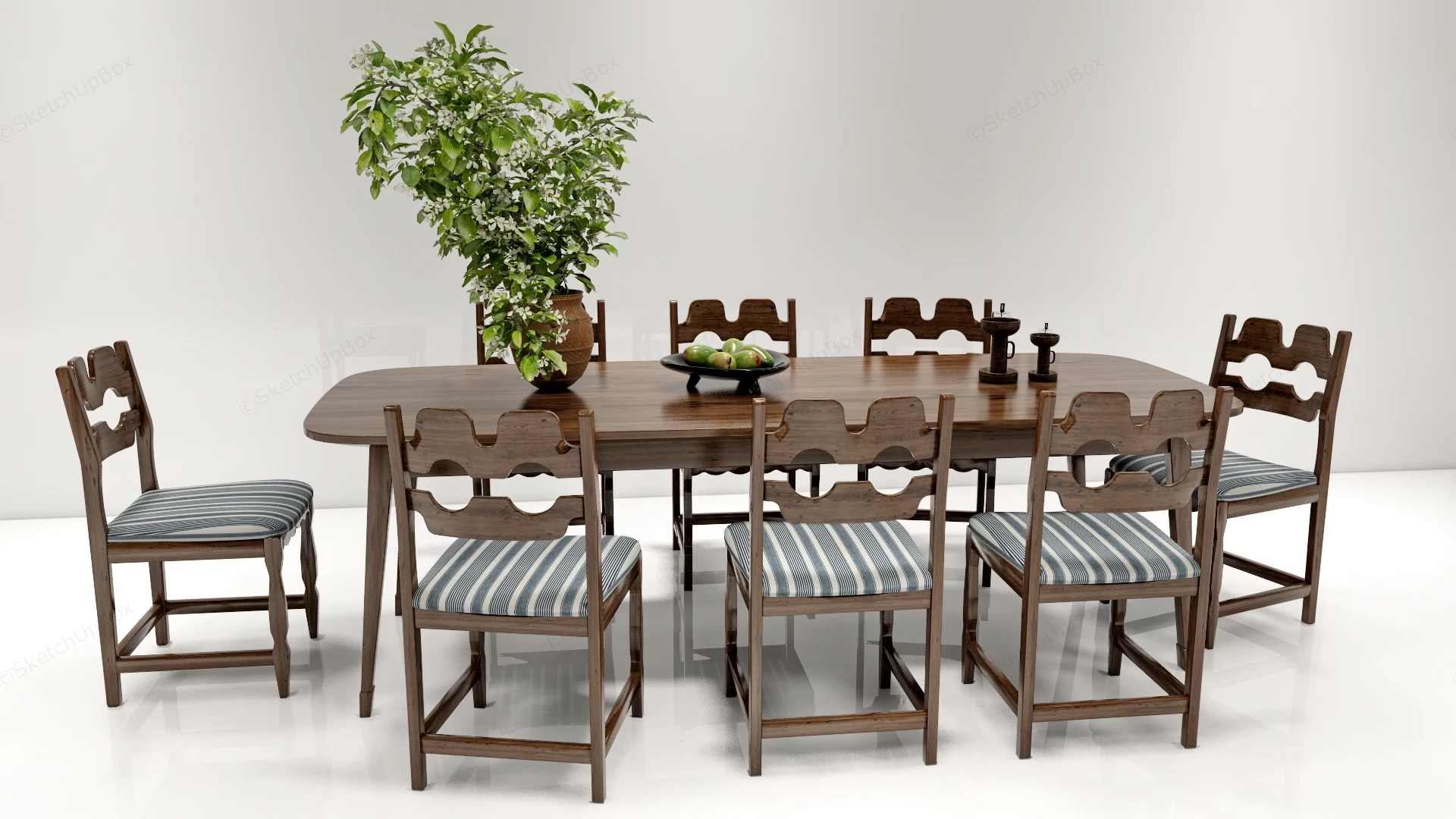 9 Piece Dining Room Set sketchup model preview - SketchupBox