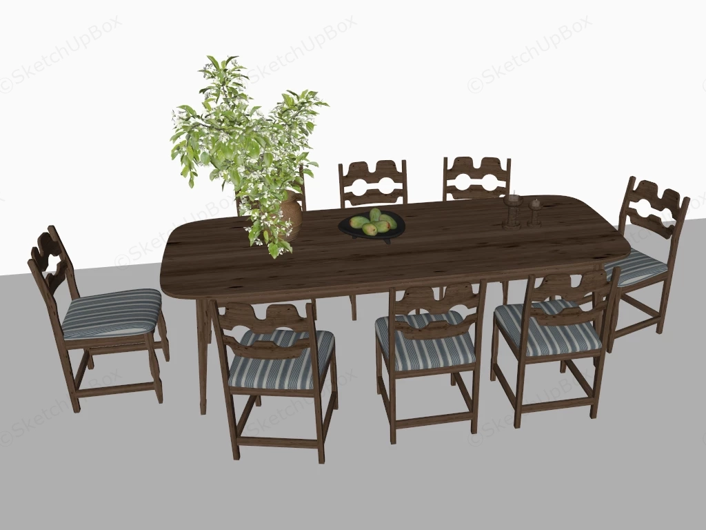 9 Piece Dining Room Set sketchup model preview - SketchupBox