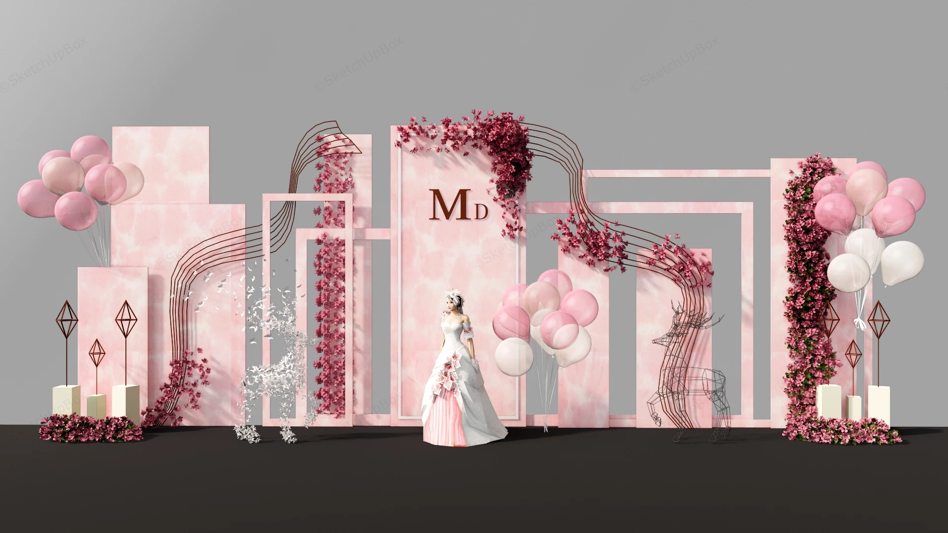 Pink Wedding Backdrop sketchup model preview - SketchupBox