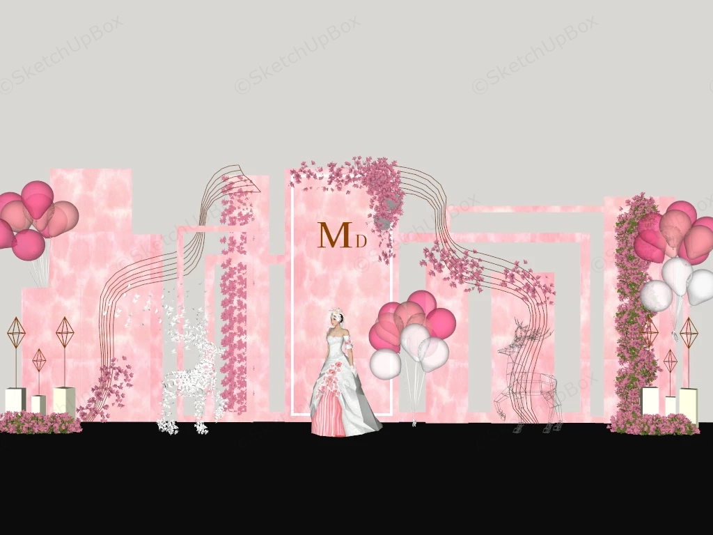 Pink Wedding Backdrop sketchup model preview - SketchupBox