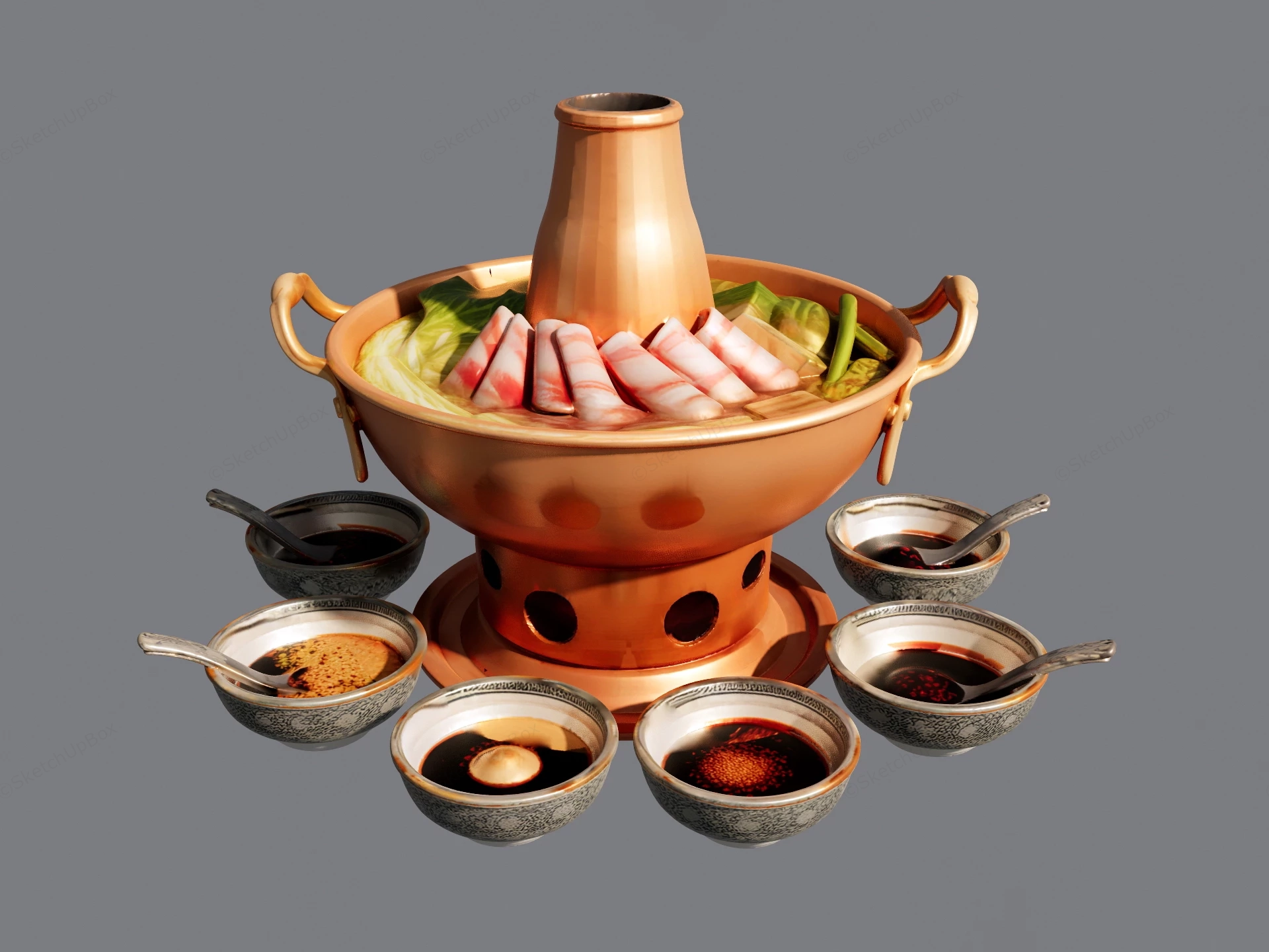 Chinese Hot Pot sketchup model preview - SketchupBox