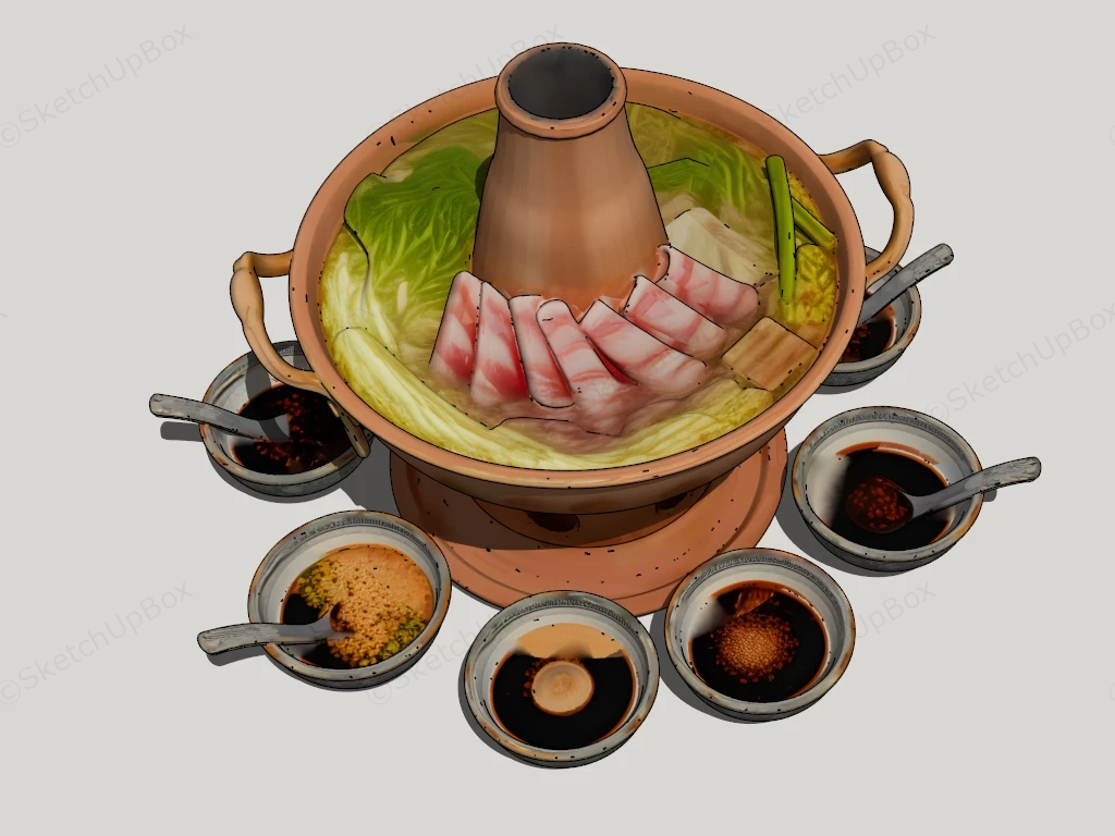Chinese Hot Pot sketchup model preview - SketchupBox