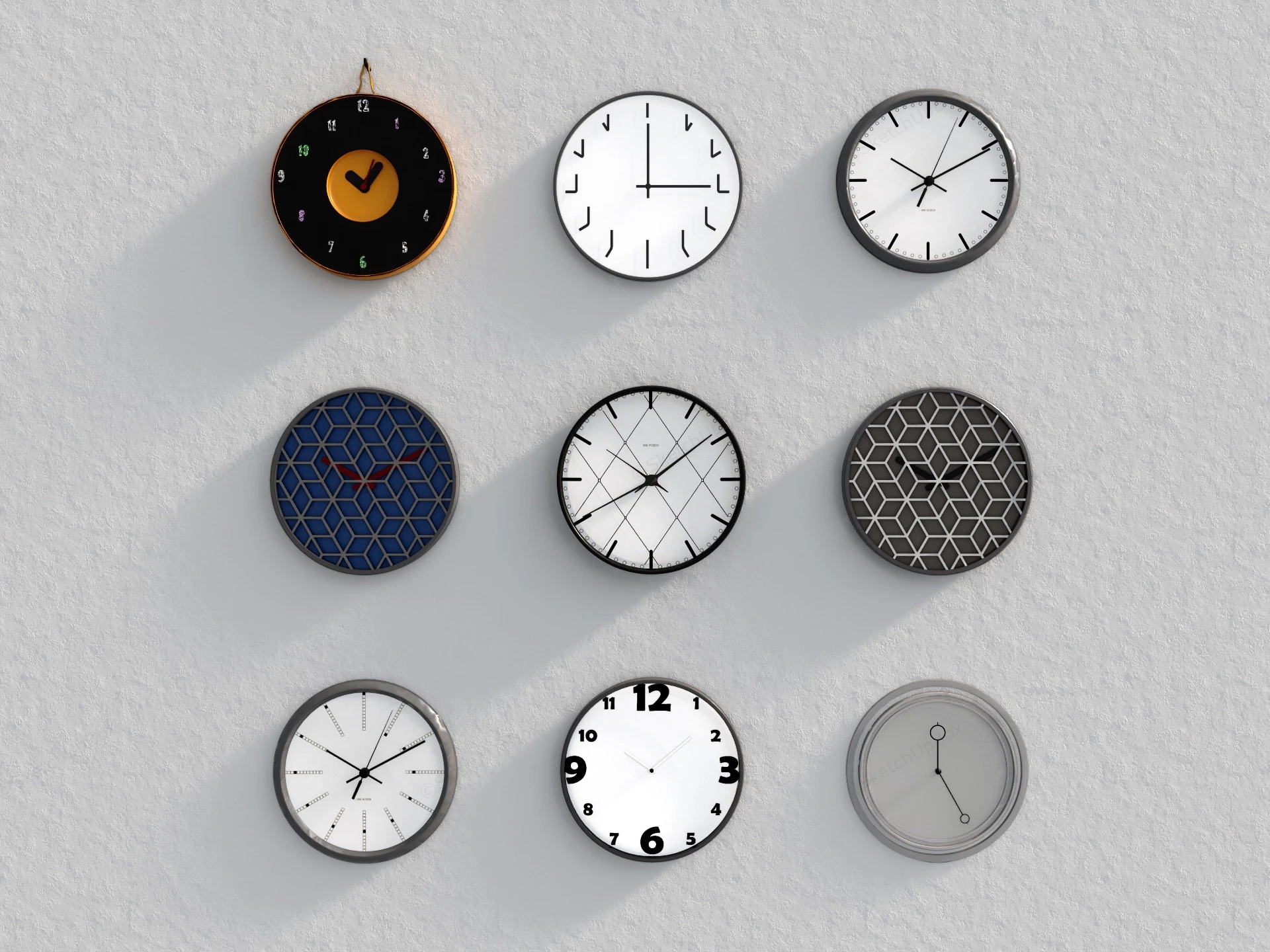 Wall Clocks Collection sketchup model preview - SketchupBox