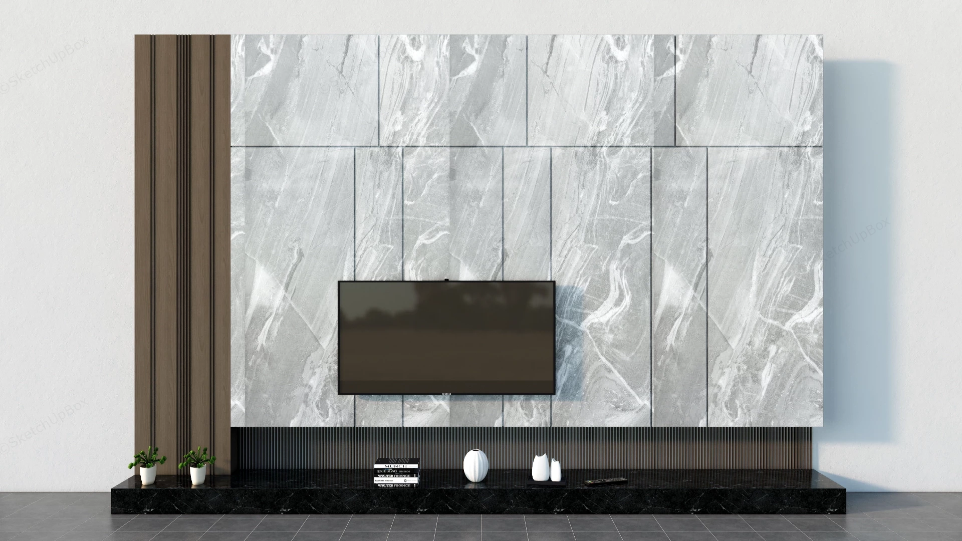 Marble TV Wall Design sketchup model preview - SketchupBox