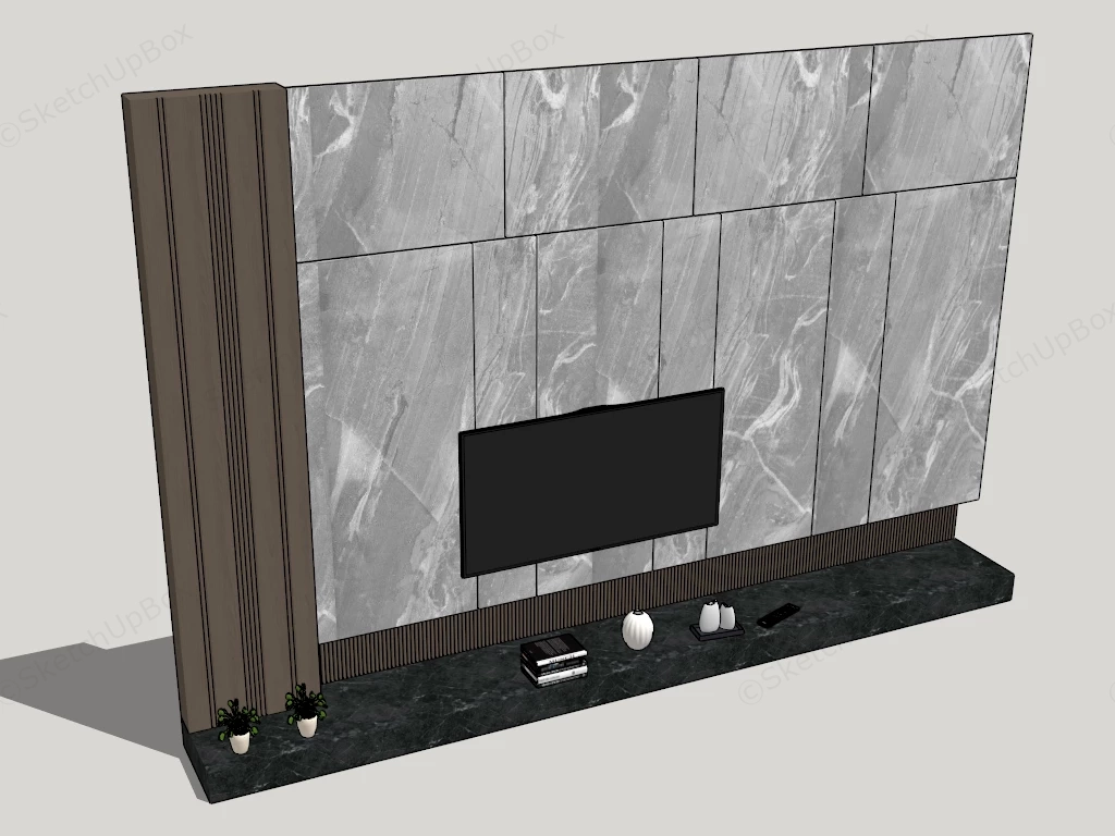 Marble TV Wall Design sketchup model preview - SketchupBox