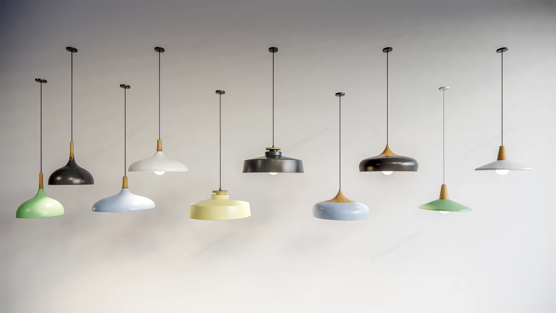 Modern Bowl Shaped Pendant Lights sketchup model preview - SketchupBox
