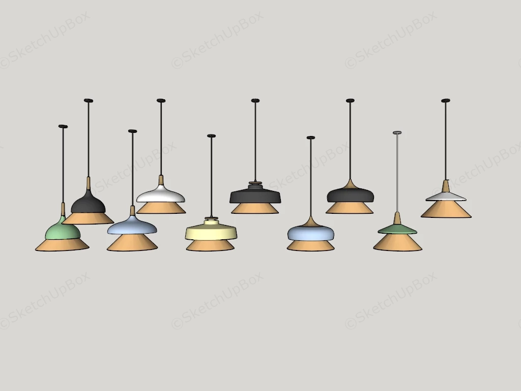 Modern Bowl Shaped Pendant Lights sketchup model preview - SketchupBox