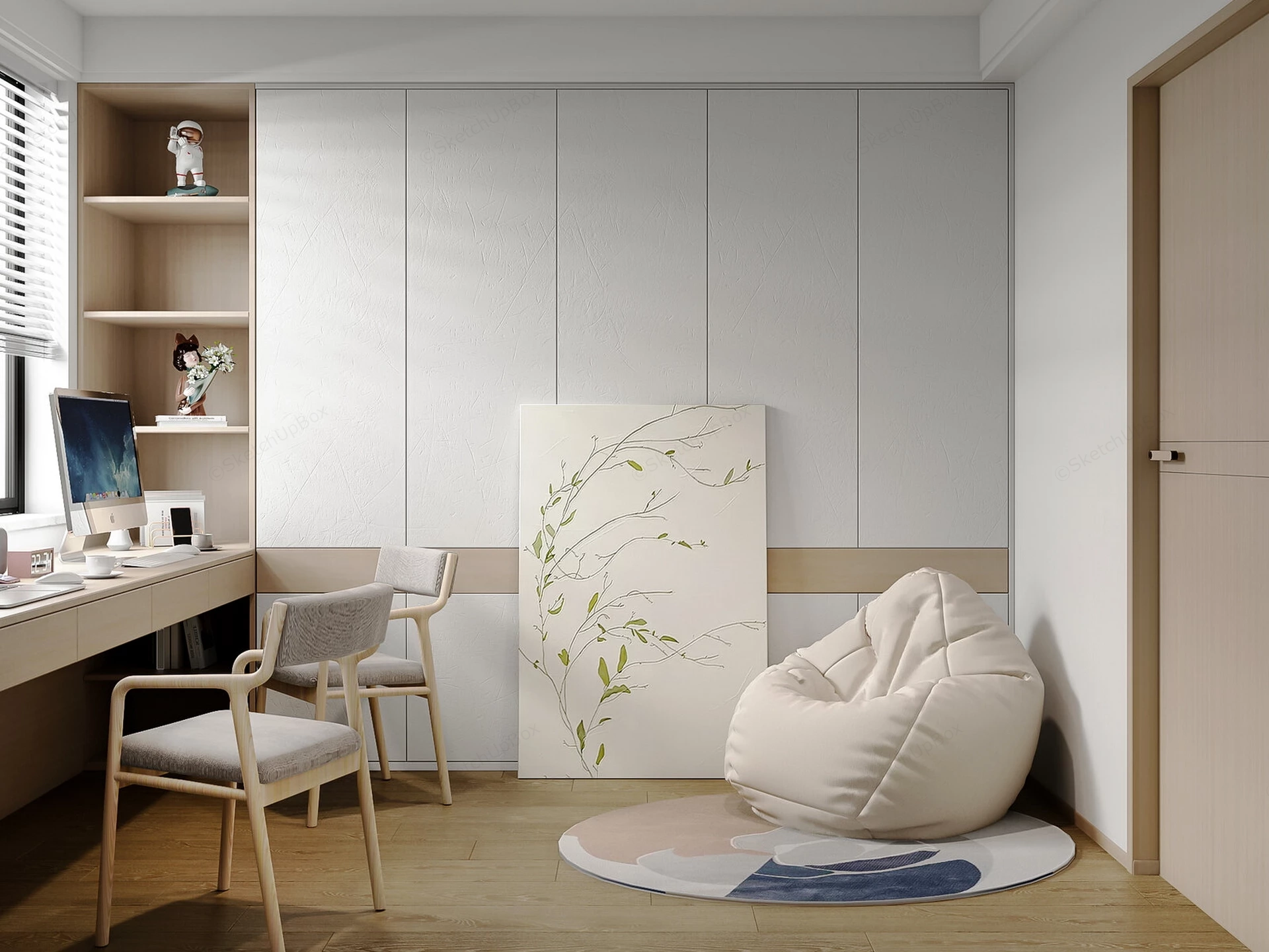 Small Space Home Office sketchup model preview - SketchupBox