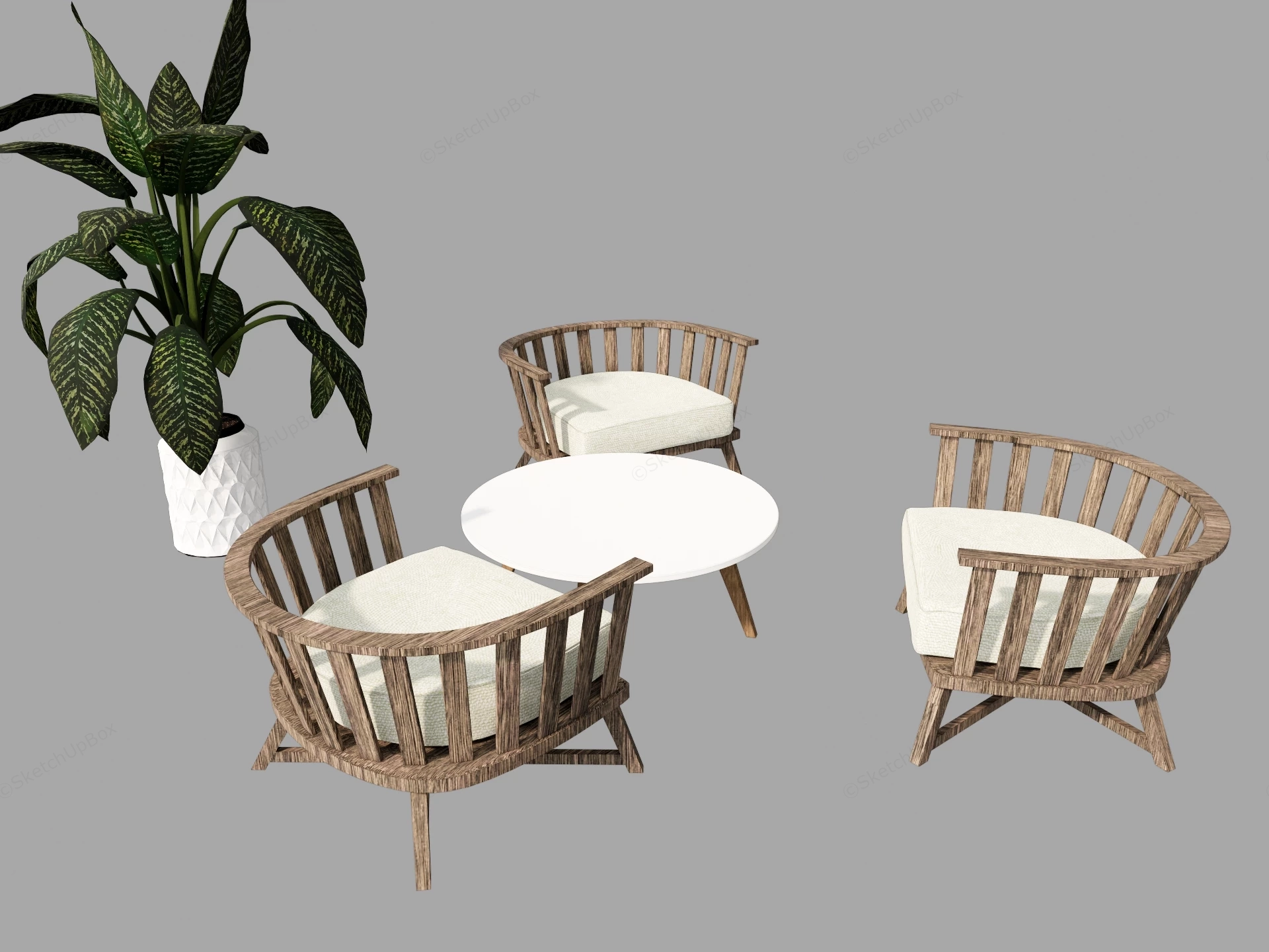 4 Piece Patio Bistro Set sketchup model preview - SketchupBox