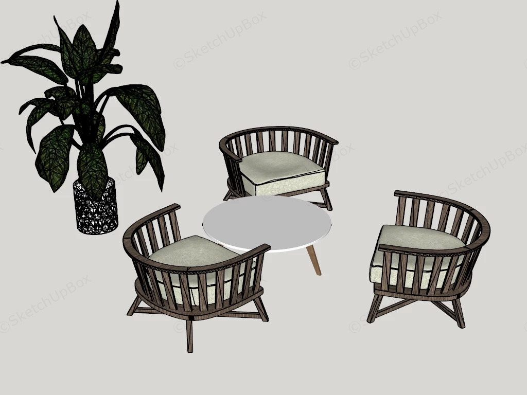 4 Piece Patio Bistro Set sketchup model preview - SketchupBox