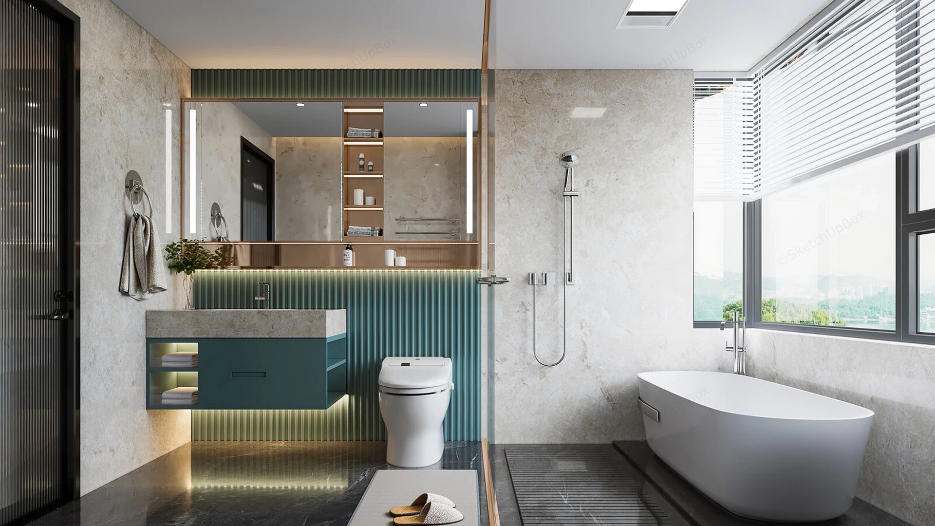 Modern Coastal Bathroom sketchup model preview - SketchupBox