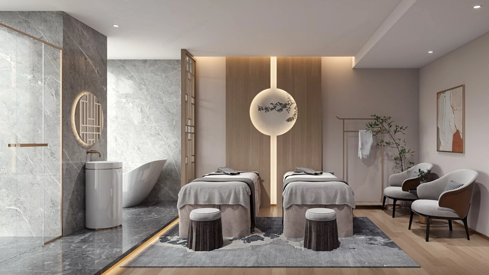 Spa Room Interior Design sketchup model preview - SketchupBox