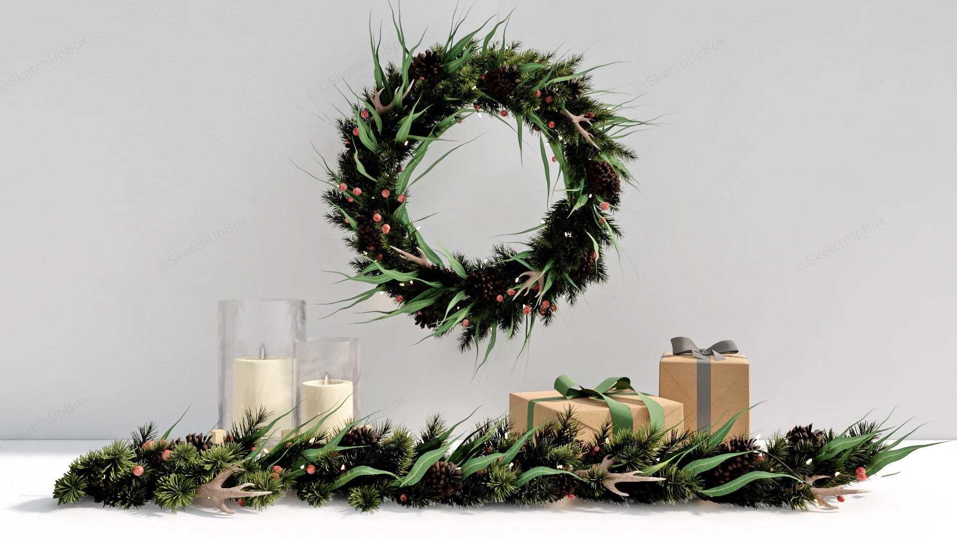Christmas Wreath With Lights sketchup model preview - SketchupBox