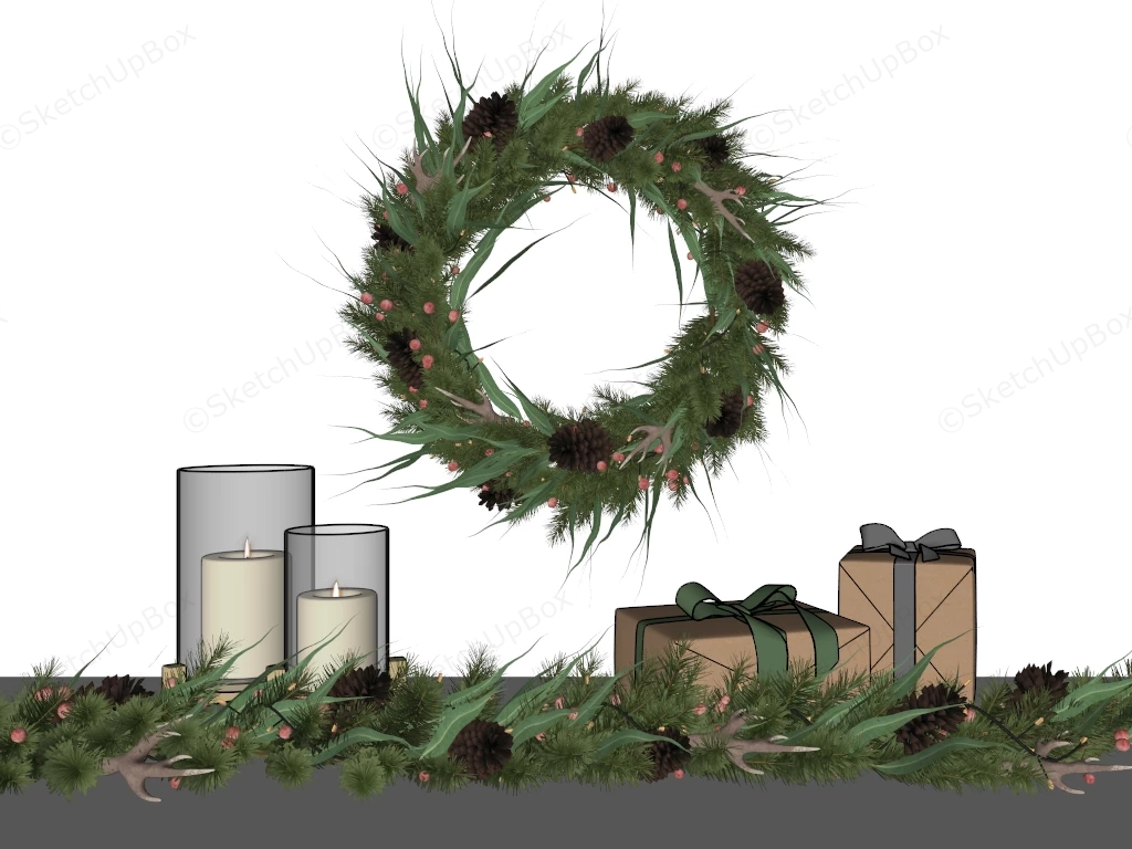 Christmas Wreath With Lights sketchup model preview - SketchupBox