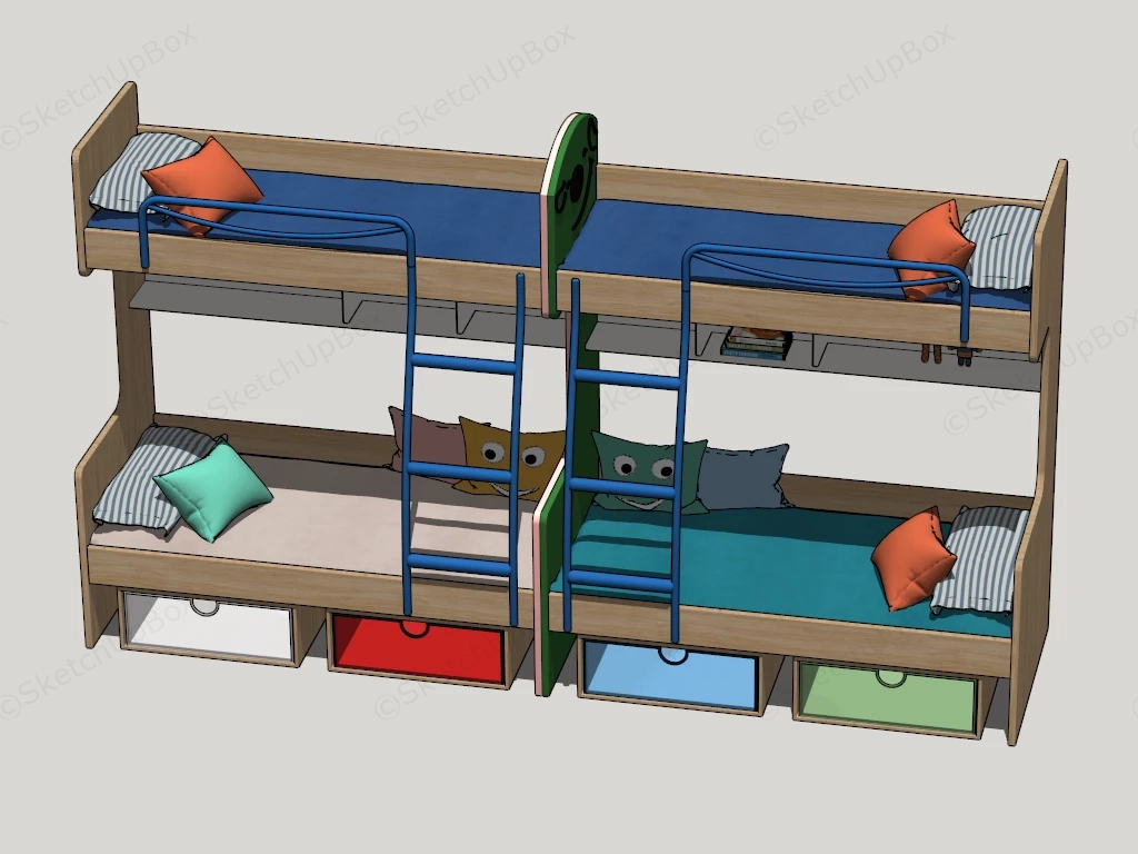 Modern Bunk Beds sketchup model preview - SketchupBox