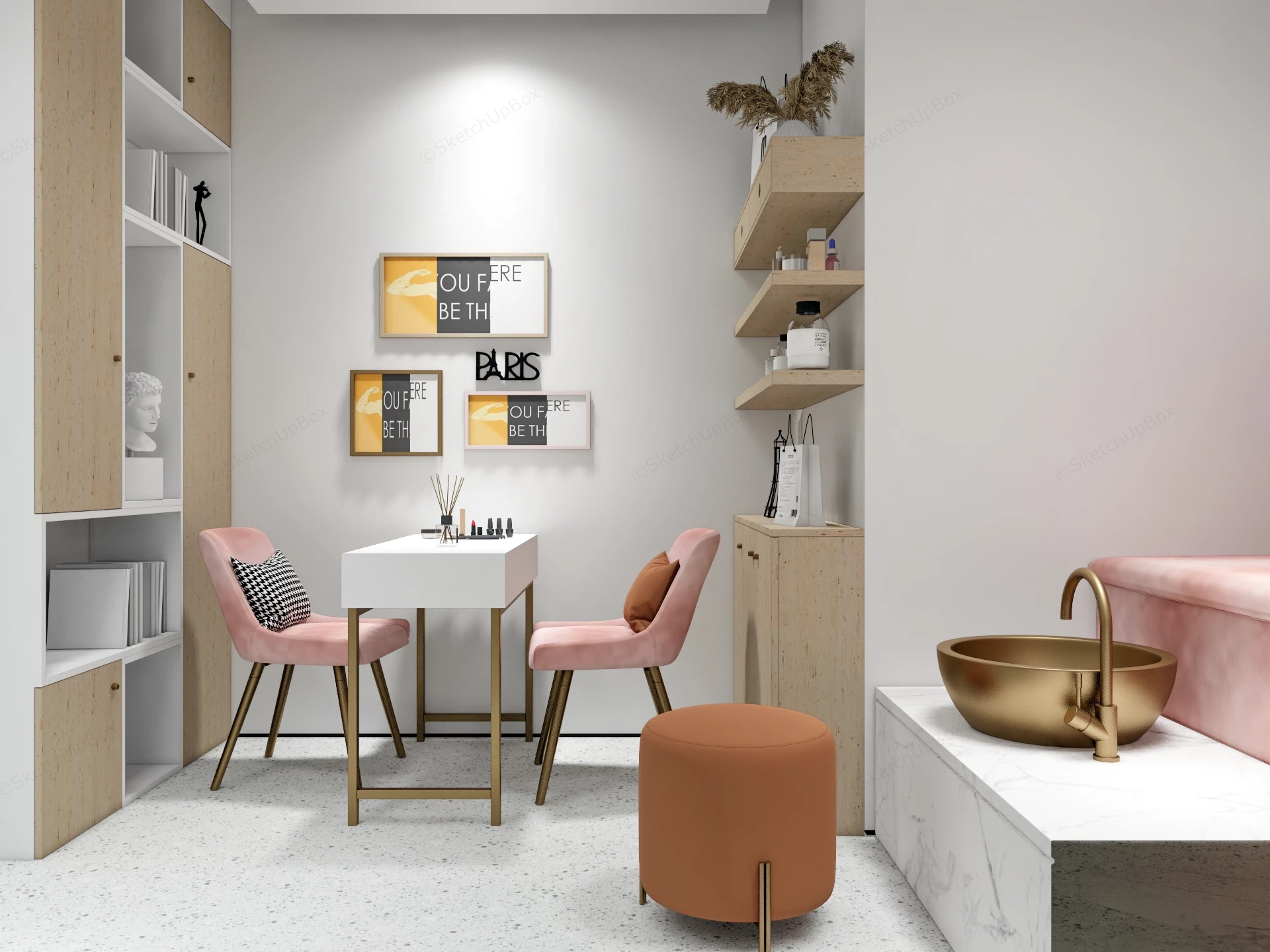 Small Nail Salon Design sketchup model preview - SketchupBox