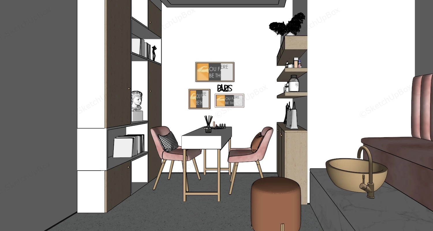 Small Nail Salon Design sketchup model preview - SketchupBox