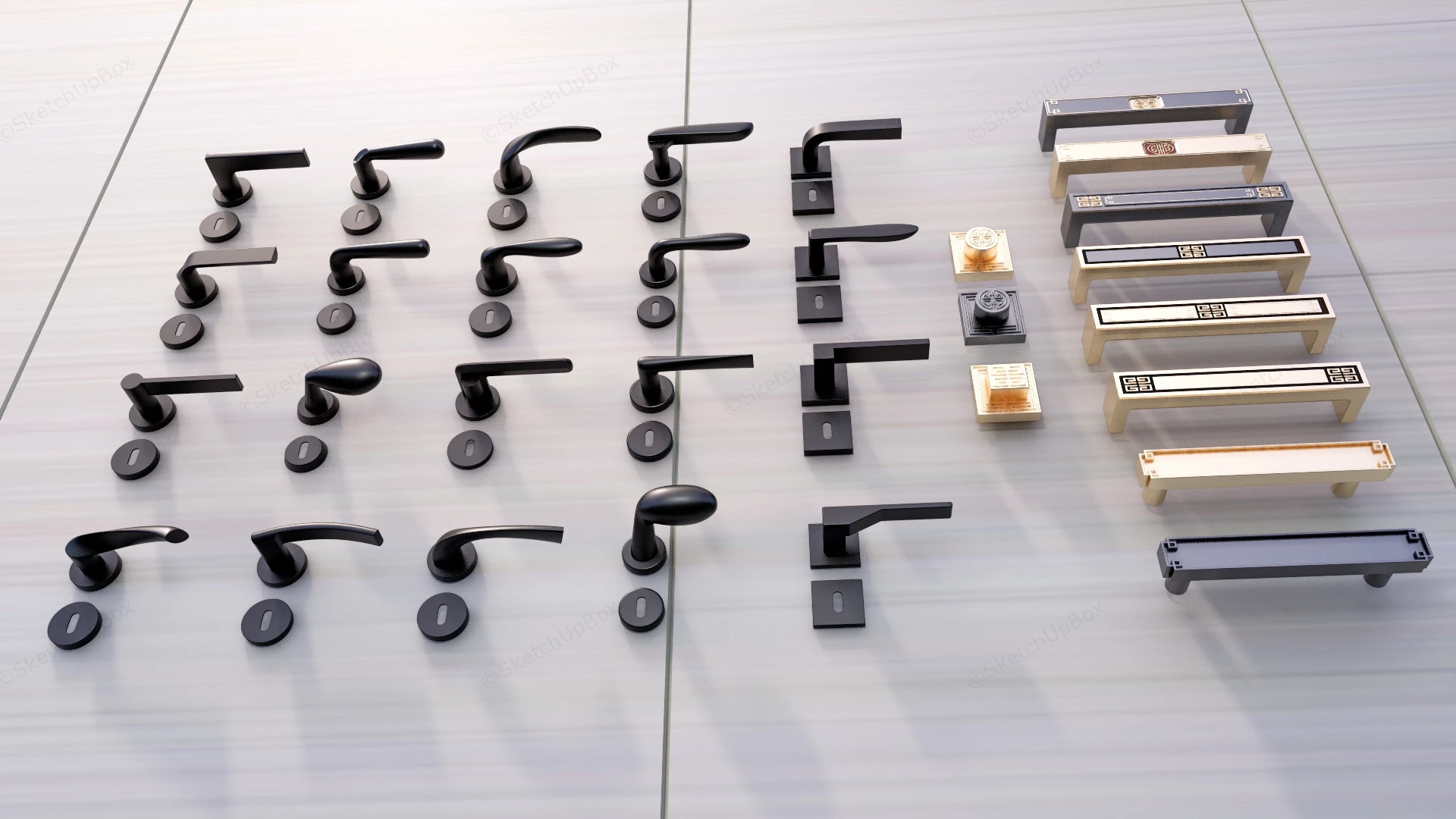 Contemporary Door Handles sketchup model preview - SketchupBox