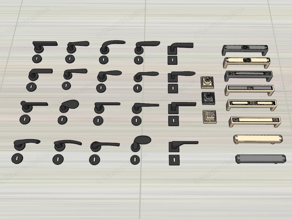 Contemporary Door Handles sketchup model preview - SketchupBox
