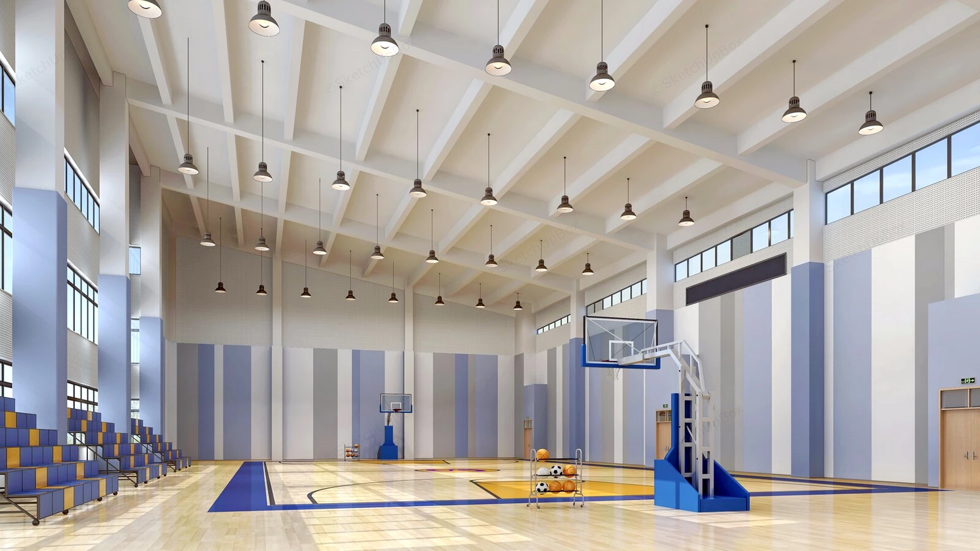Indoor Basketball Gym sketchup model preview - SketchupBox