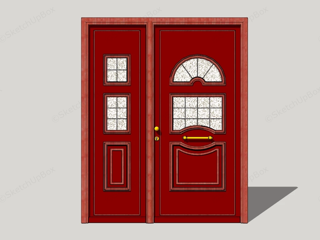 Red Front Door With Glass sketchup model preview - SketchupBox