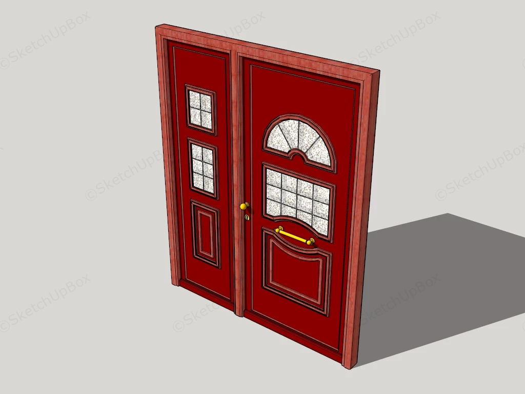 Red Front Door With Glass sketchup model preview - SketchupBox