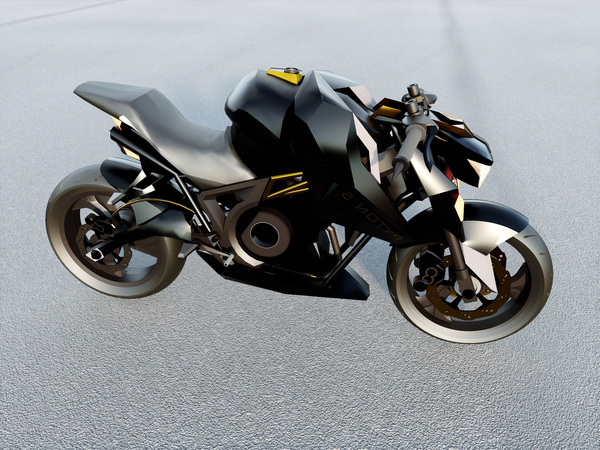 Black Sport Bike Motorcycle sketchup model preview - SketchupBox