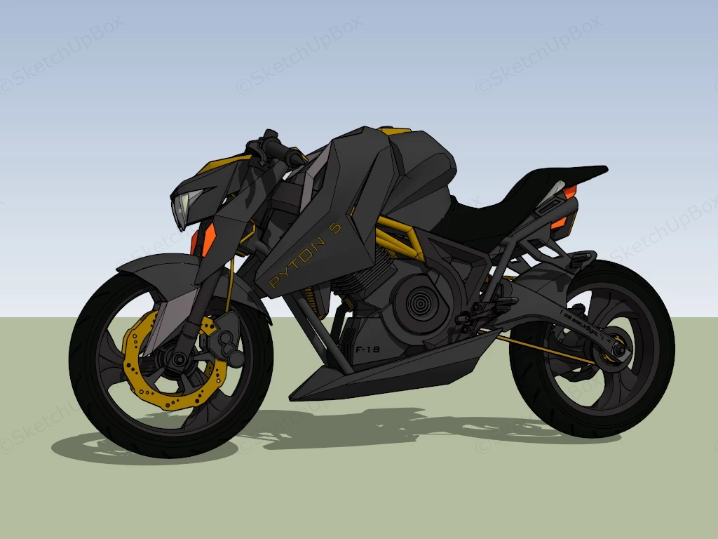 Black Sport Bike Motorcycle sketchup model preview - SketchupBox