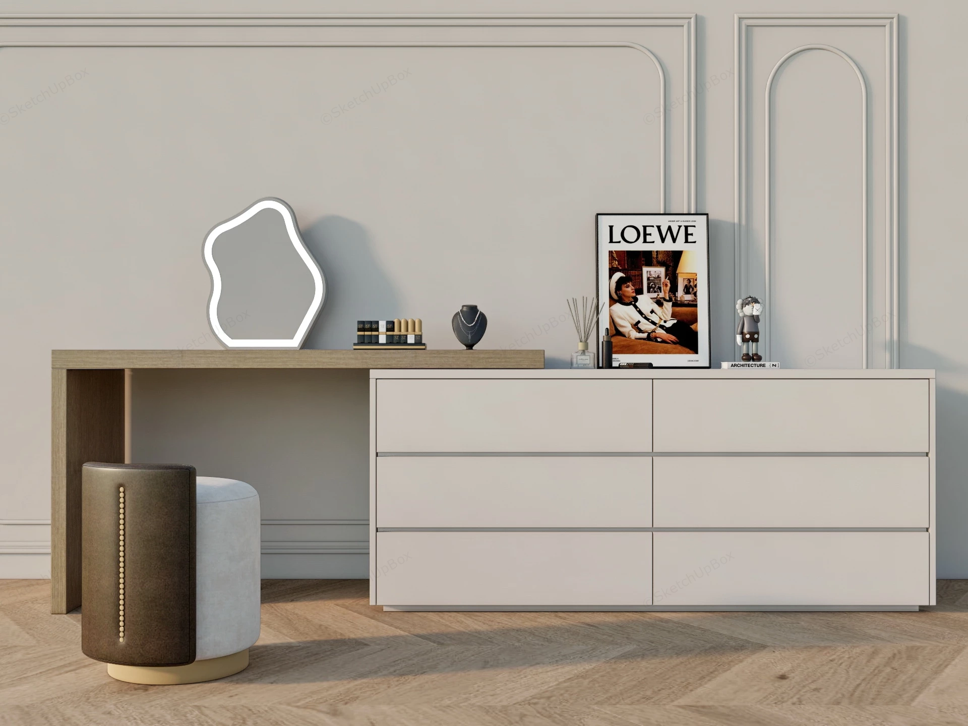 Vanity And Dresser Combo sketchup model preview - SketchupBox