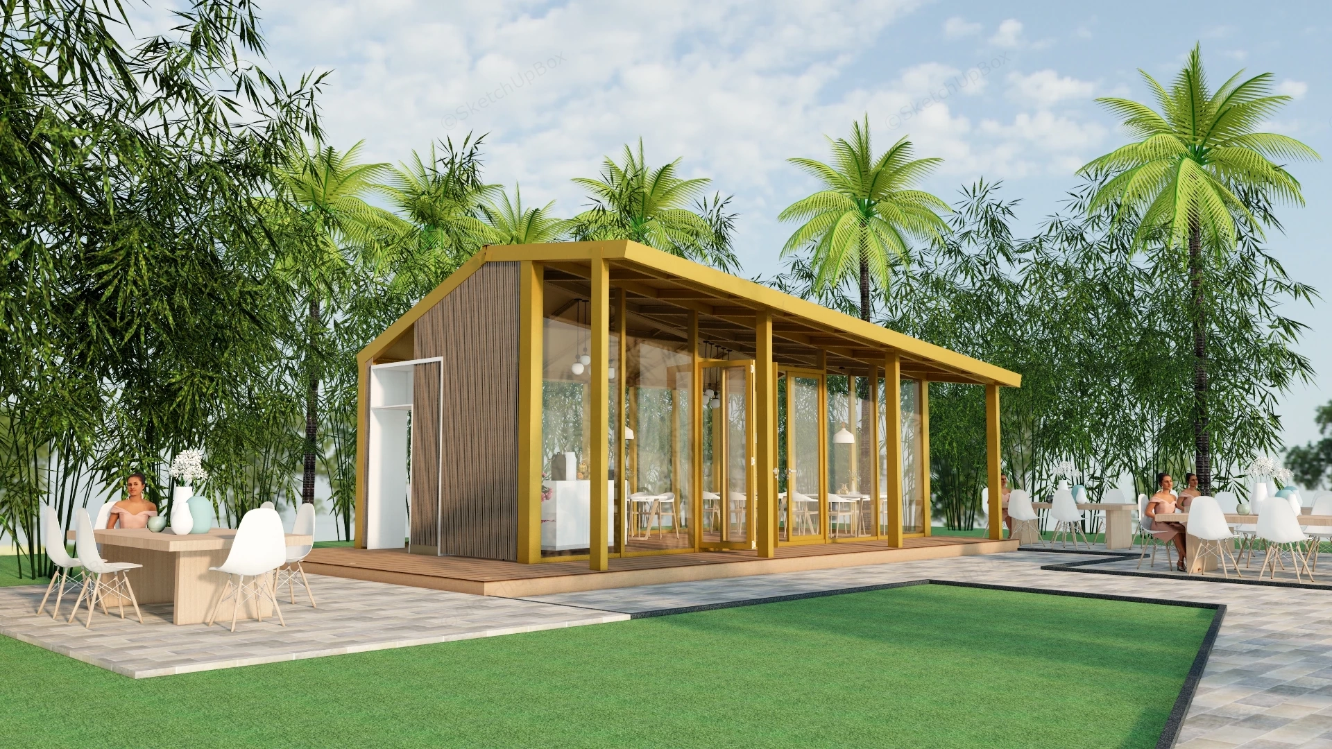 Cafe Park Design sketchup model preview - SketchupBox