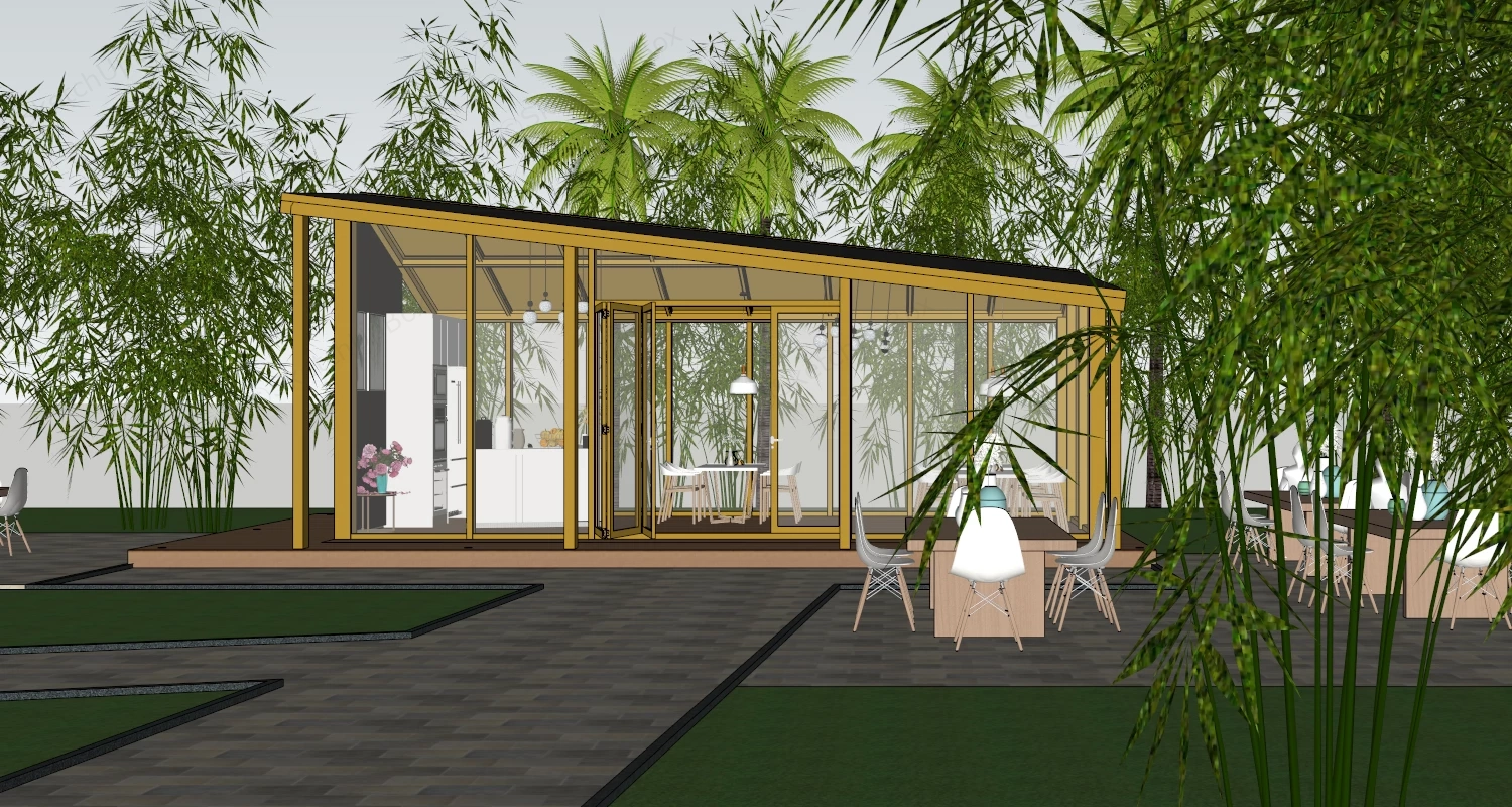 Cafe Park Design sketchup model preview - SketchupBox