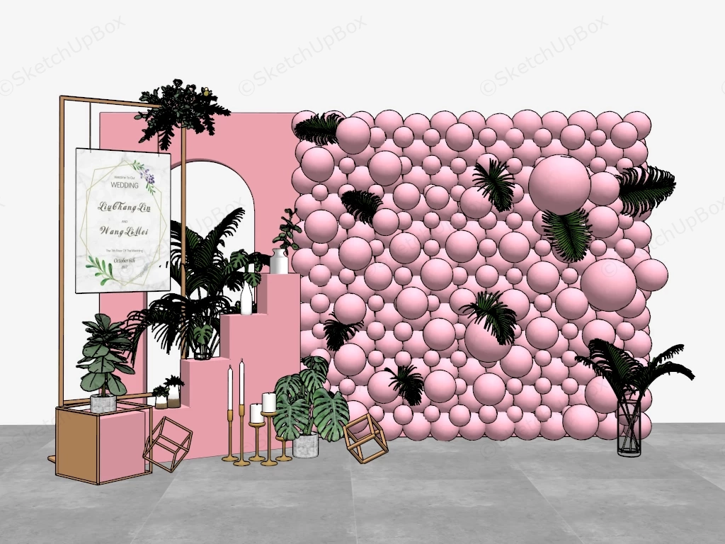 Pink Balloon & Plant Backdrop sketchup model preview - SketchupBox