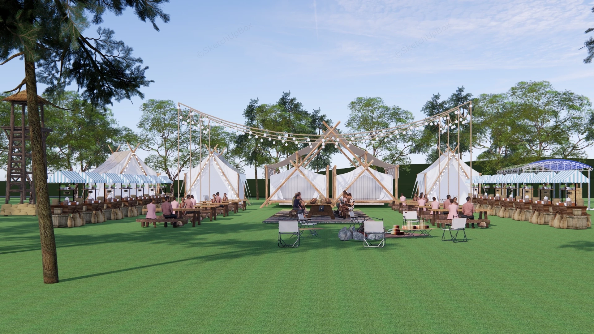 Camping Picnic Tent Campground sketchup model preview - SketchupBox