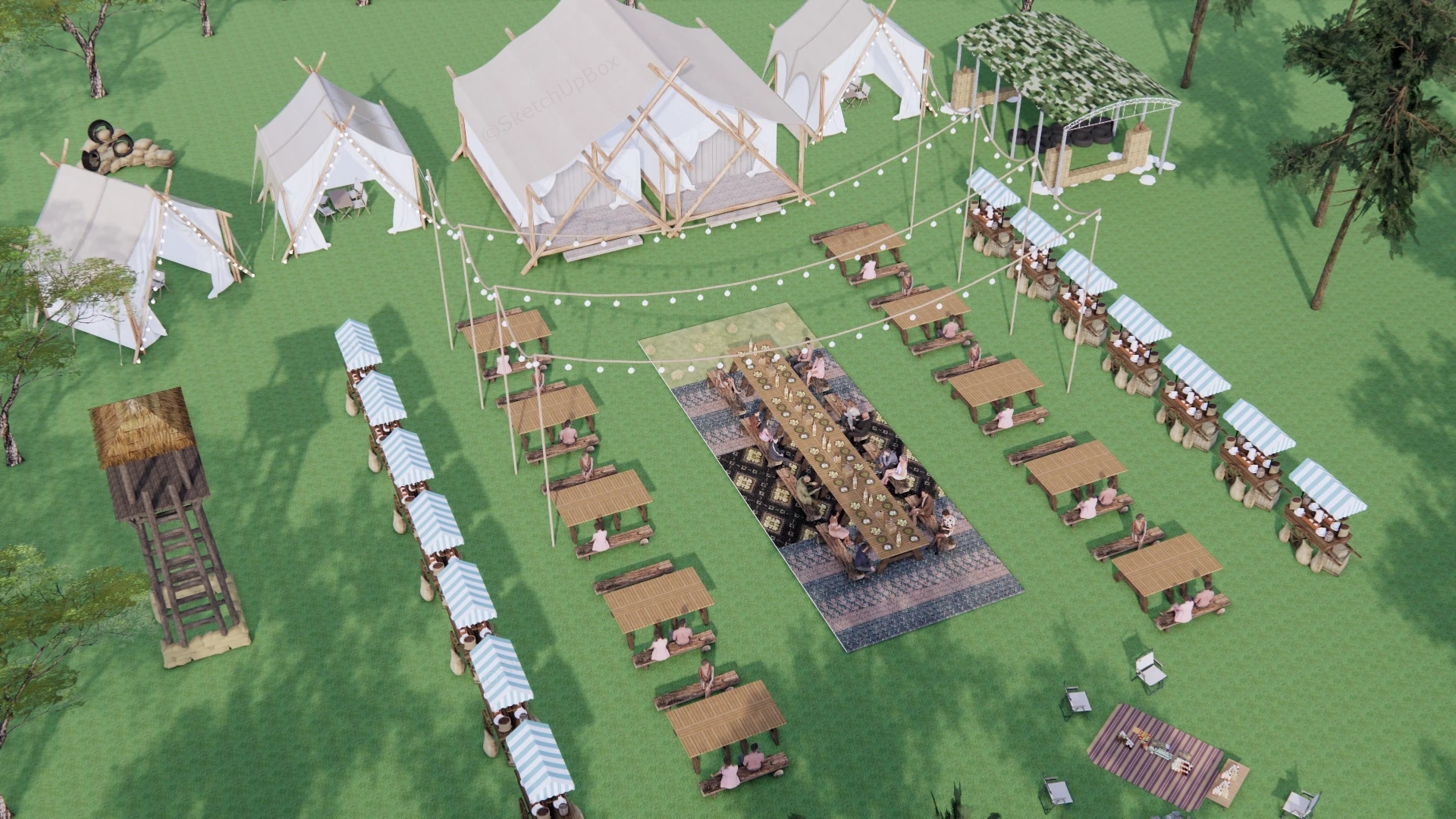Camping Picnic Tent Campground sketchup model preview - SketchupBox