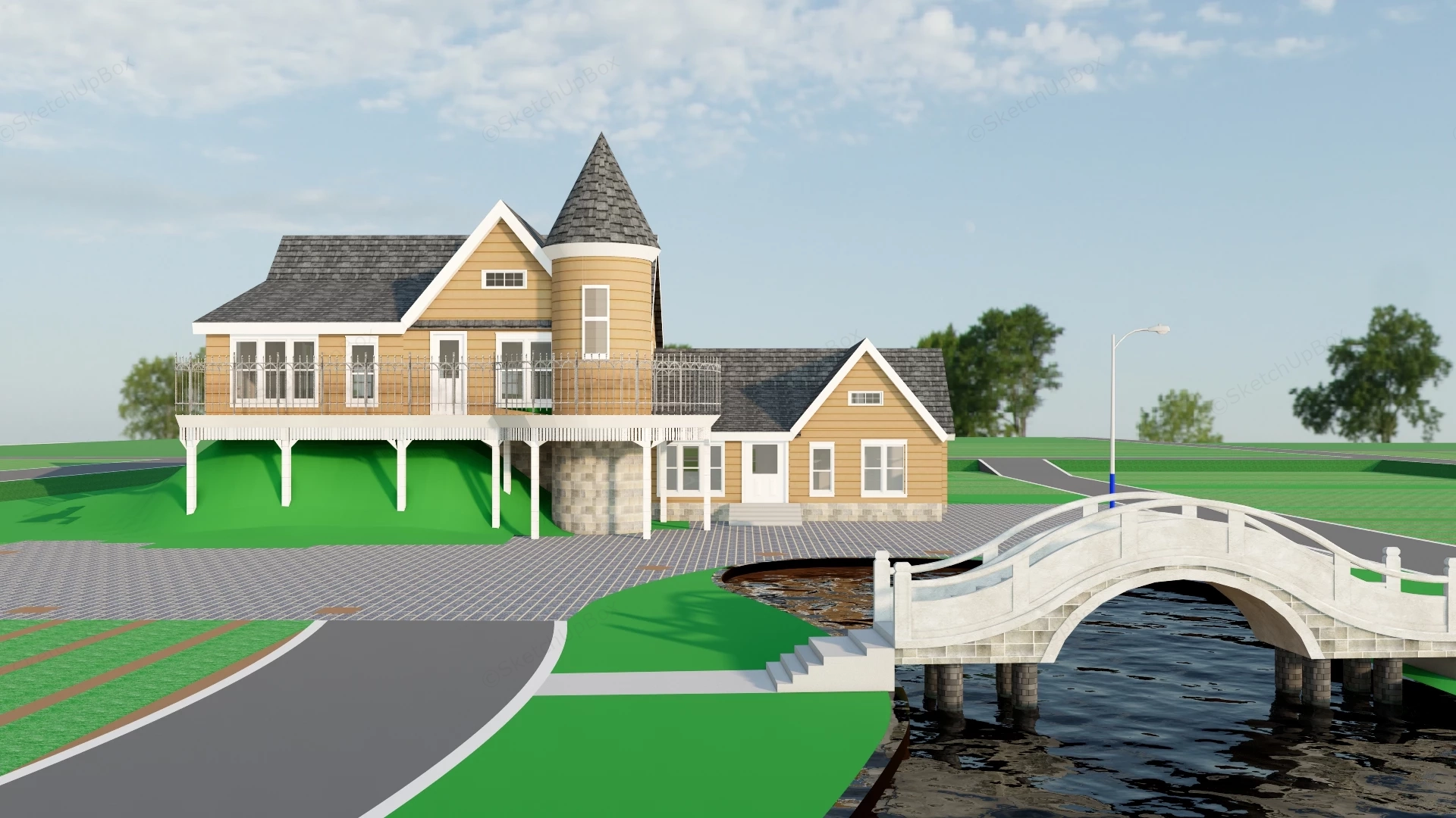 England Countryside Home sketchup model preview - SketchupBox