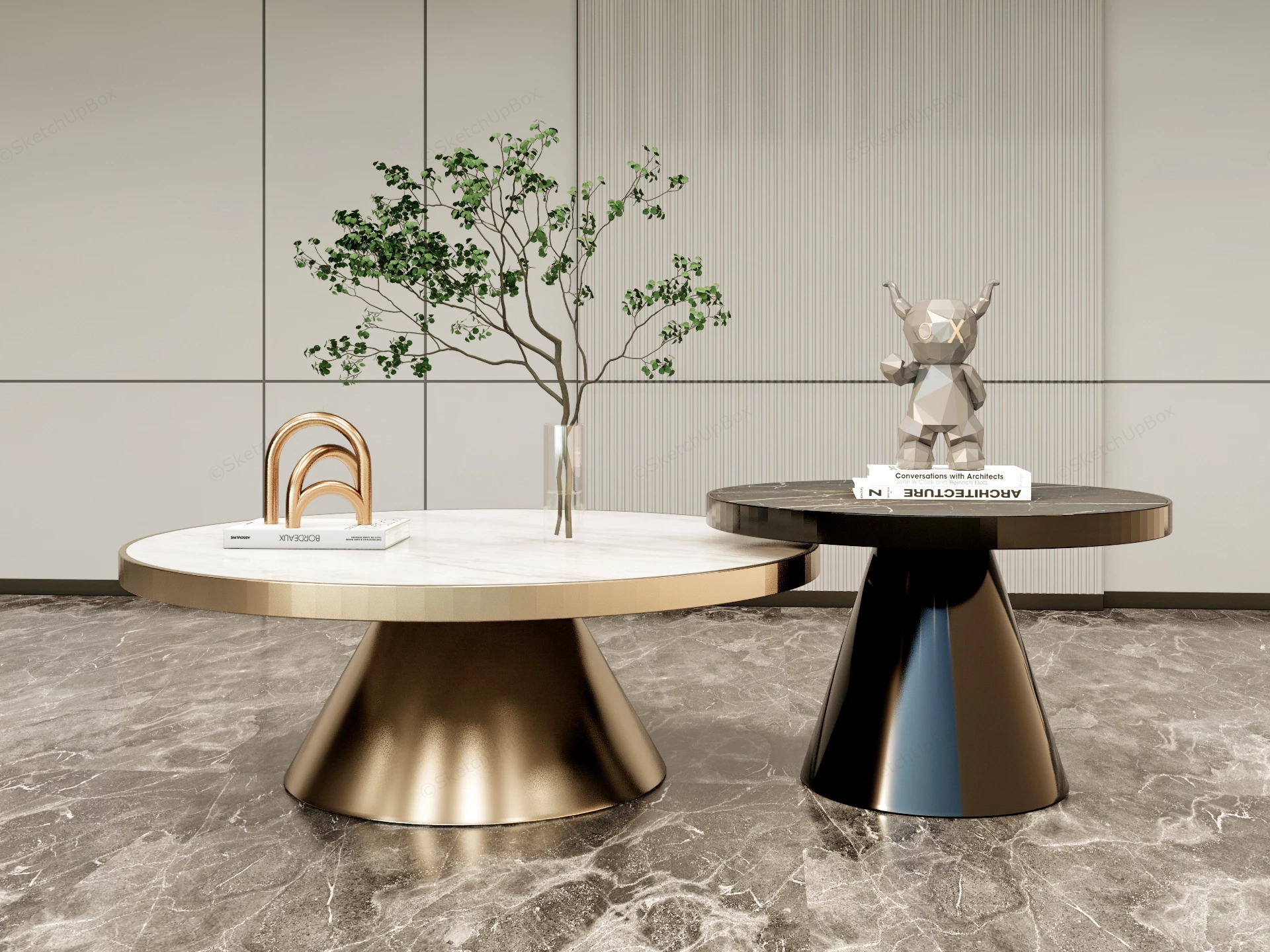 Round Nesting Coffee Table Set sketchup model preview - SketchupBox