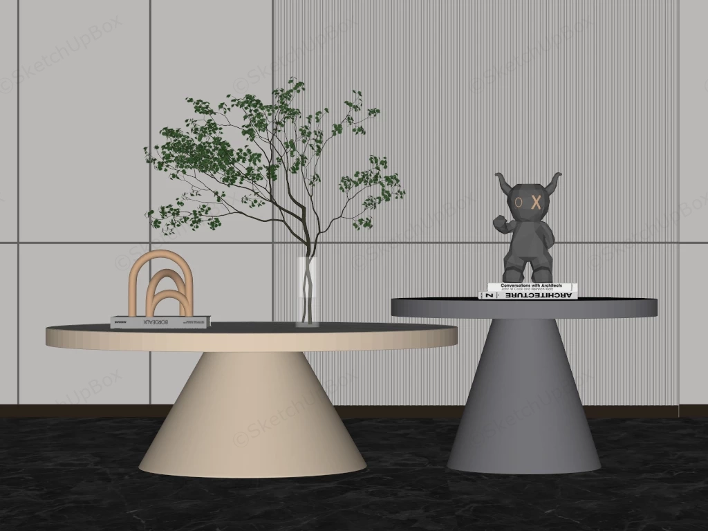 Round Nesting Coffee Table Set sketchup model preview - SketchupBox