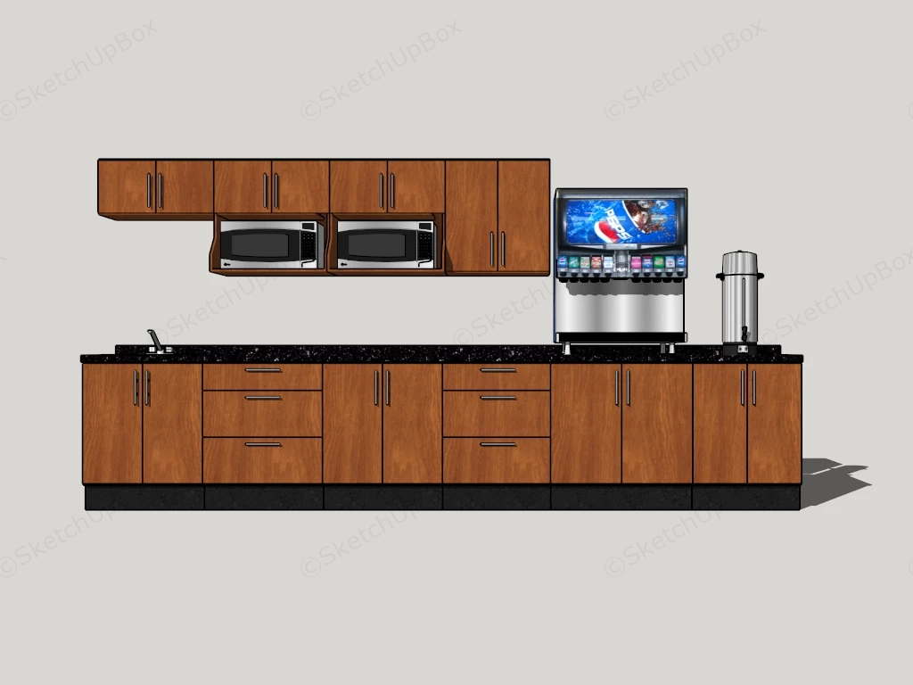 One Wall Wooden Kitchens Cabinet Designs sketchup model preview - SketchupBox