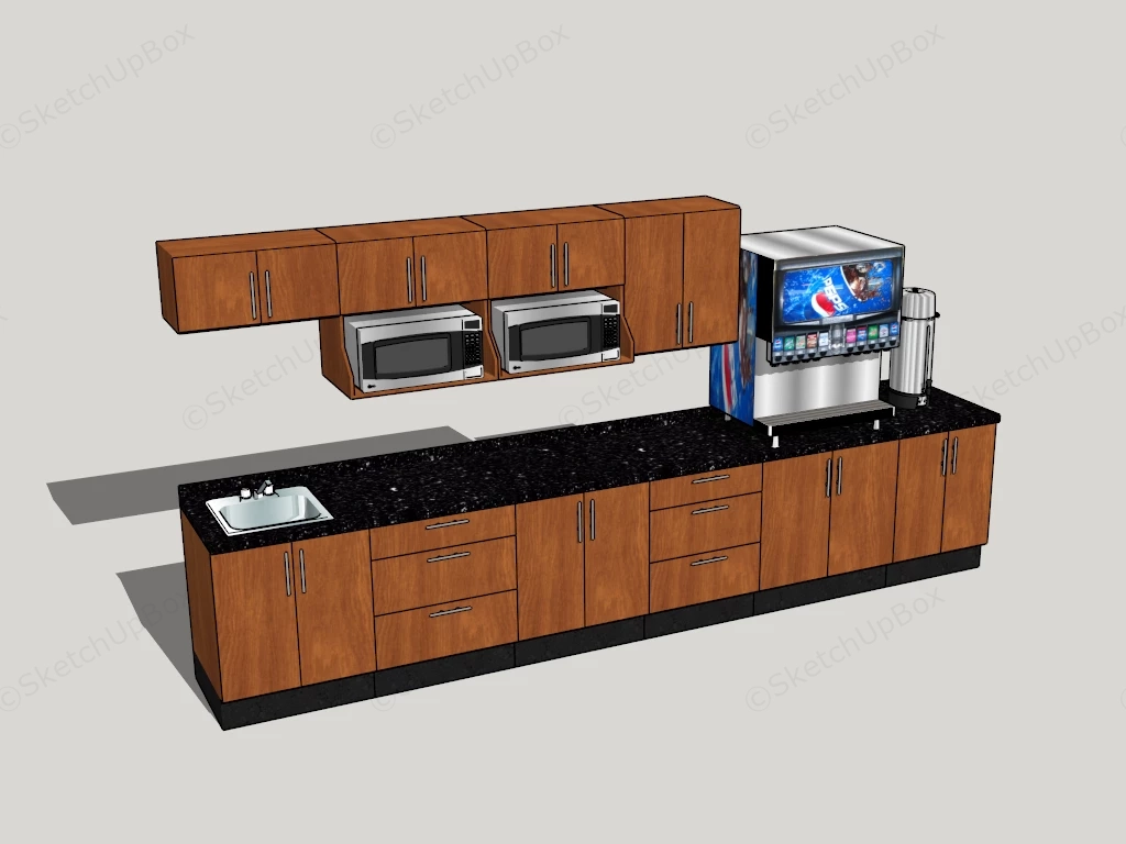 One Wall Wooden Kitchens Cabinet Designs sketchup model preview - SketchupBox