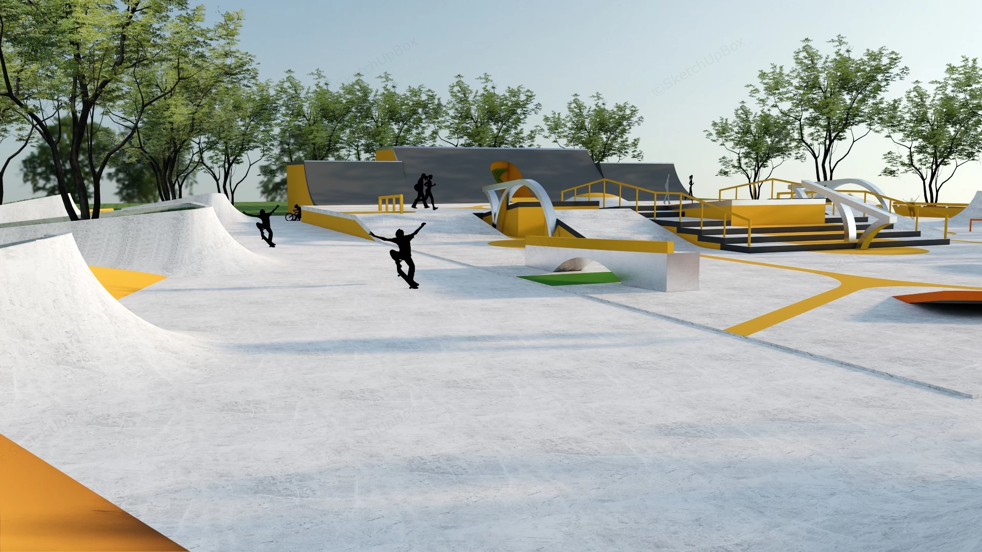 Skateboard Skate Park sketchup model preview - SketchupBox