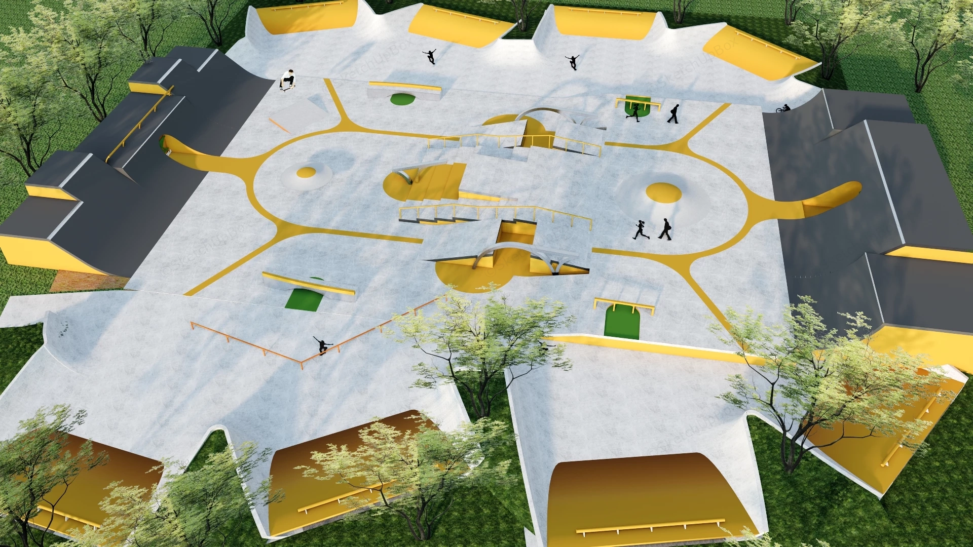 Skateboard Skate Park sketchup model preview - SketchupBox